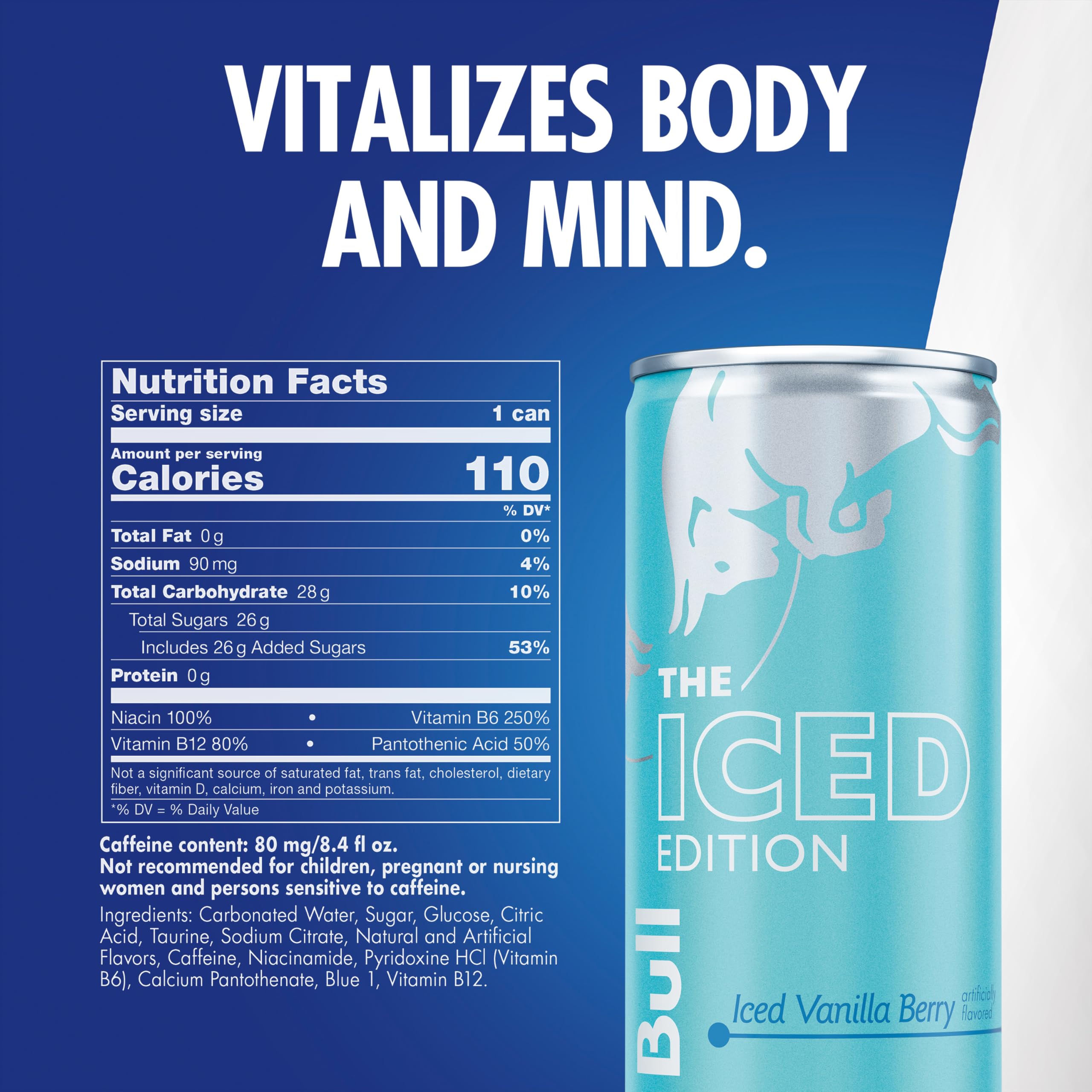 Red Bull Iced Vanilla Berry Energy Drink, mit 80 mg Koffein plus Taurin & B-Vitaminen, 245 ml, Packung mit 24 Dosen