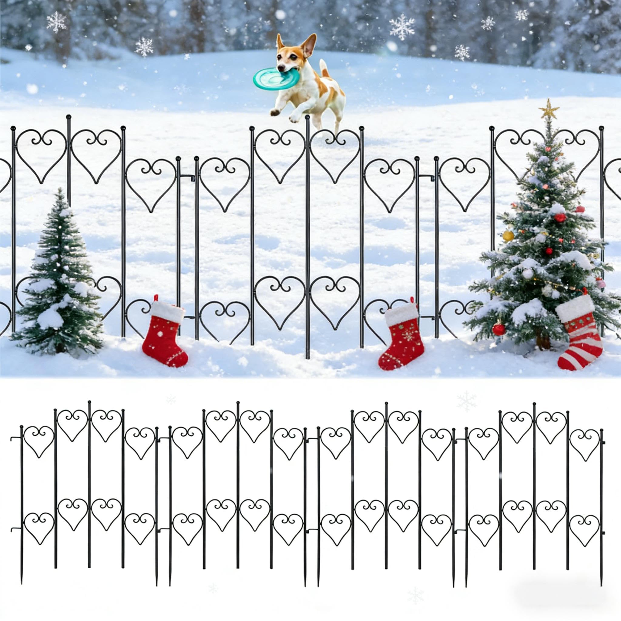 AMAGABELI GARDEN & HOME 5 Panel 27in(H)×9ft(L) Decorative Garden Fences and Borders for Dogs No Dig Rustproof Metal Fence Panels Garden Edging Animal Barrier Fencing for Flower Bed Yard Patio