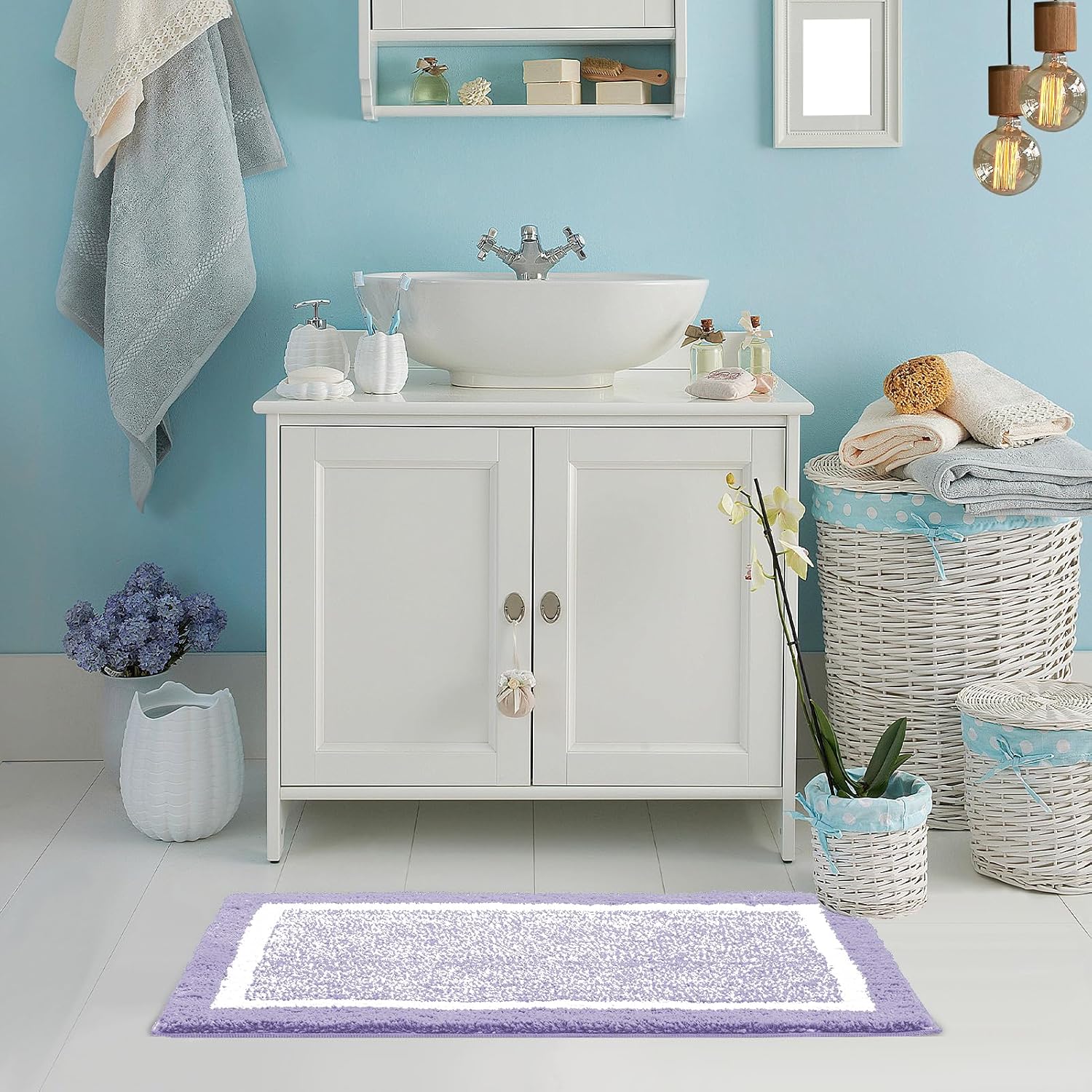 CozeCube Lavender Bath Runner 59"x24" Non Slip Washable Rug image 4