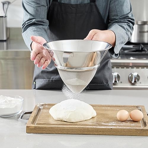 Miniatura 5 de Restaurantware Chinois - Colador de acero inoxidable de 10.2 pulgadas con malla extrafina para salsas, caldos, sopas, caldos, tamizado, herramientas