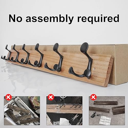 Miniatura 83 de SKOLOO Perchero de madera blanca de 17 pulgadas con 3 ganchos triples, ideal para entradas familiares, aulas y almacenamiento de suministros para