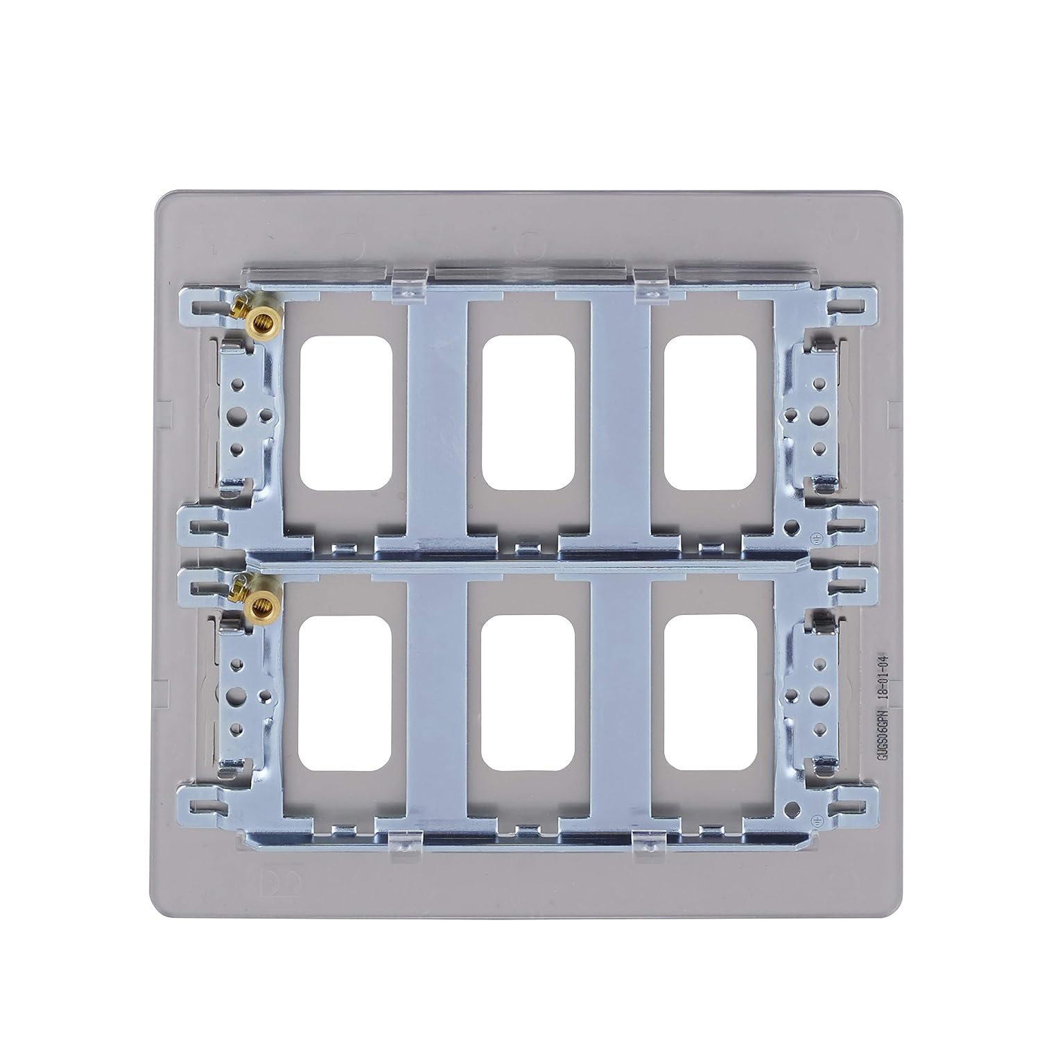 Schneider Electric Ultimate Screwless Flat Plate - 6 Gang Grid Faceplate, with Mounting Frame, GUGS06GPN, Pearl Nickel - Image 5