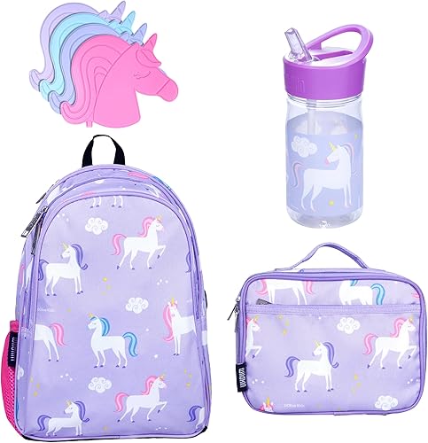 Wildkin Lonchera para niños, mochila de 15 pulgadas, botella de agua reutilizable de 16 onzas y paquete de paquete de hielo para una comida cómoda,