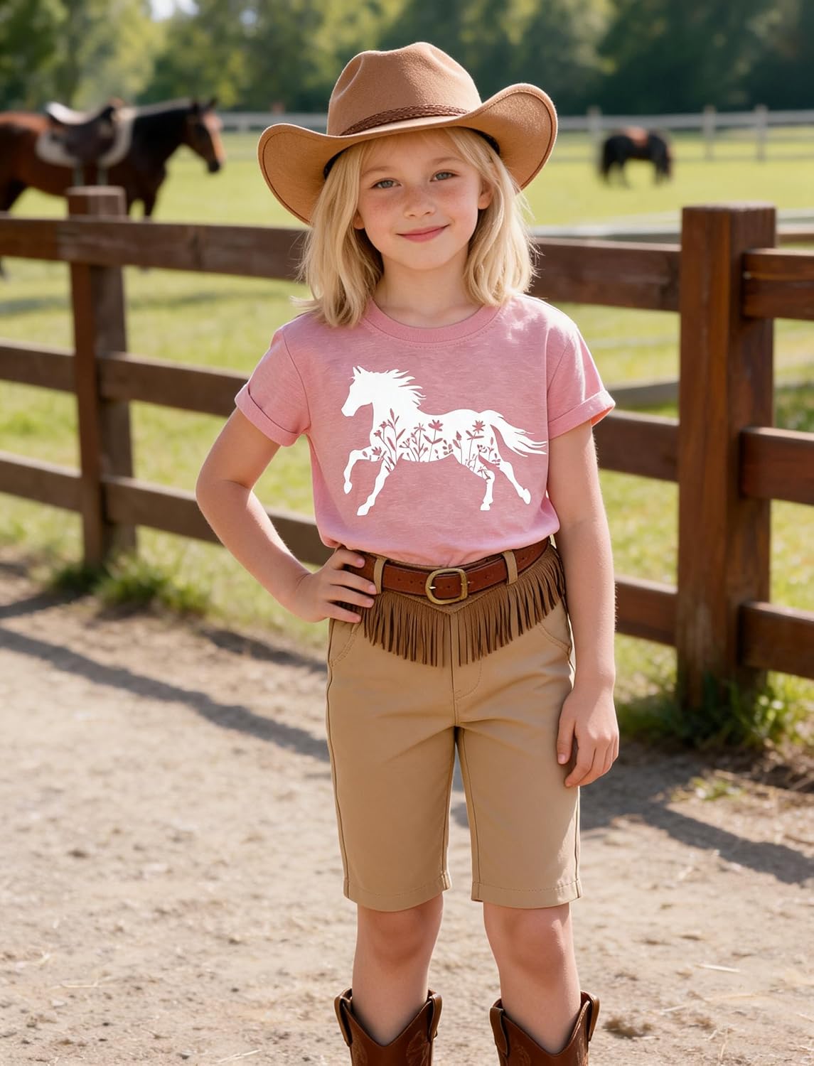 Horse Shirt for Girls Western Shirt Cowgirl Tshirts Horse Riding Tee Animal Lover Gift Graphic Tees Tops