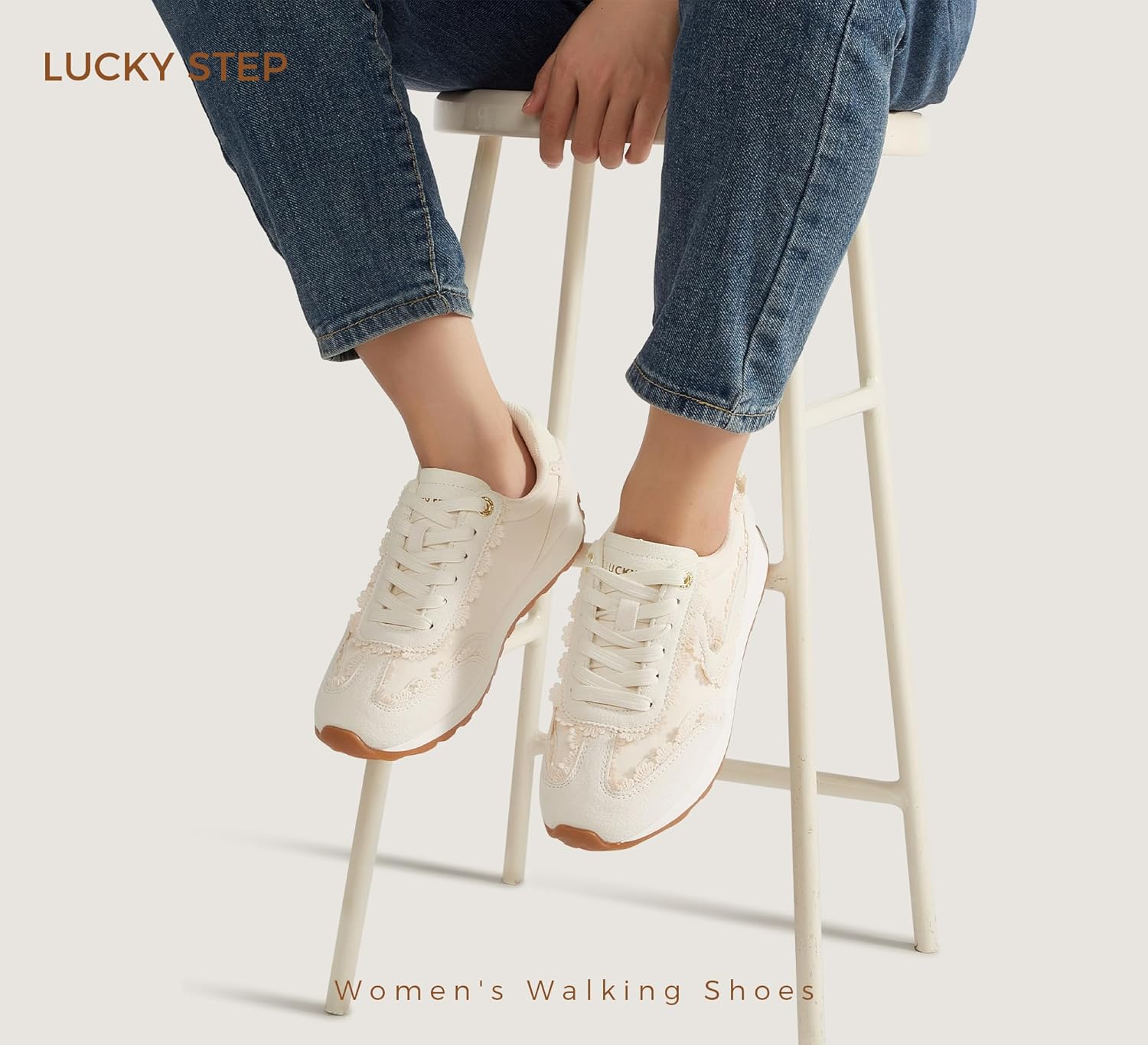 LUCKY STEP Women's Fashion Sneakers Trendy Tennis Shoes Neutral Stylish Retro Trainers Casual Running Walking Shoes - Image 8