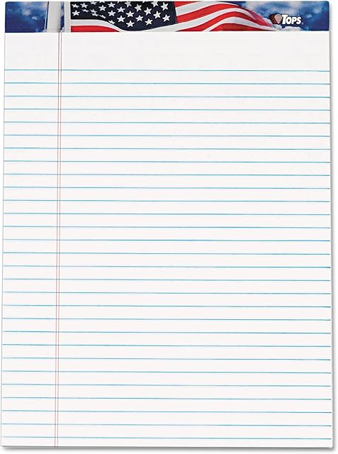TOPS 75111 American Pride Writing Pad, Legal/Wide, 8 1/2 x 11 3/4, White, 50 Sheets (Pack of 12)
