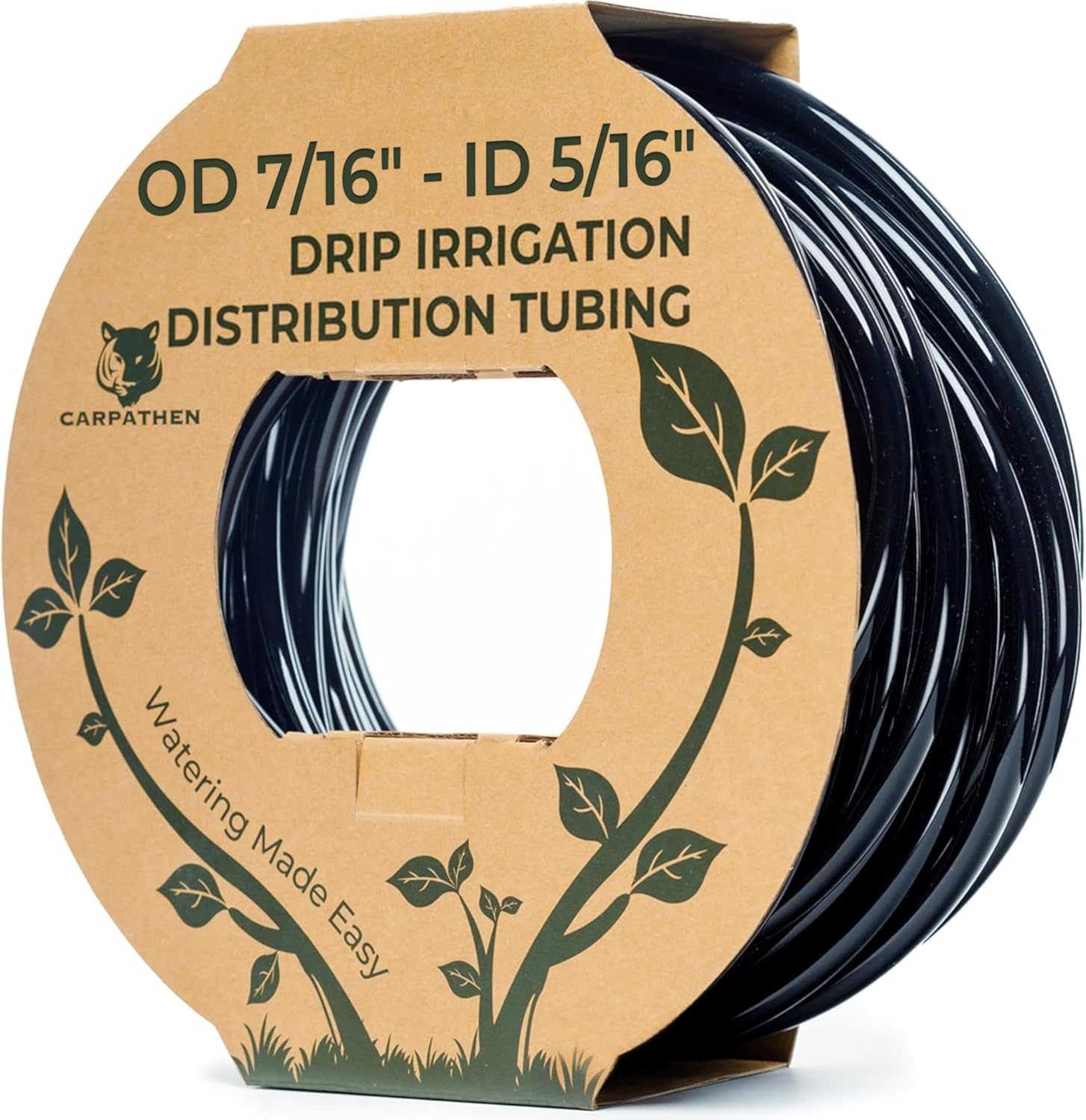 Carpathen 100ft 5/16" Drip Irrigation Tubing - UV Resistant Flexible Black PVC Mainline (7/16" OD) for Gardens
