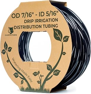 Carpathen 100ft 5/16" Drip Irrigation Tubing - UV Resistant Flexible Black PVC Mainline (7/16" OD) for Gardens
