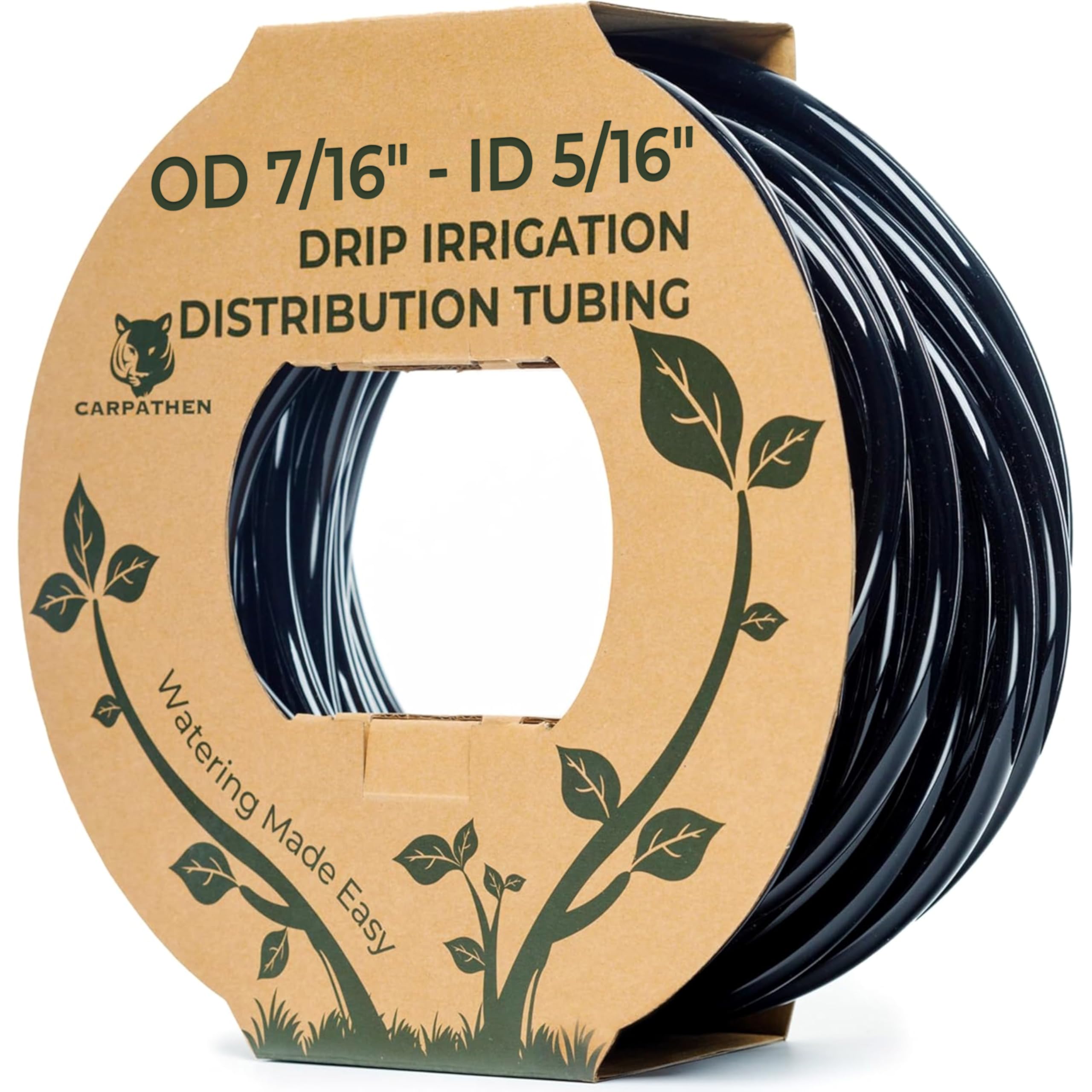 CARPATHEN 5/16 Drip Irrigation Tubing - Mainline - (.42" OD x .30" ID) 100 ft Black PVC Water Line