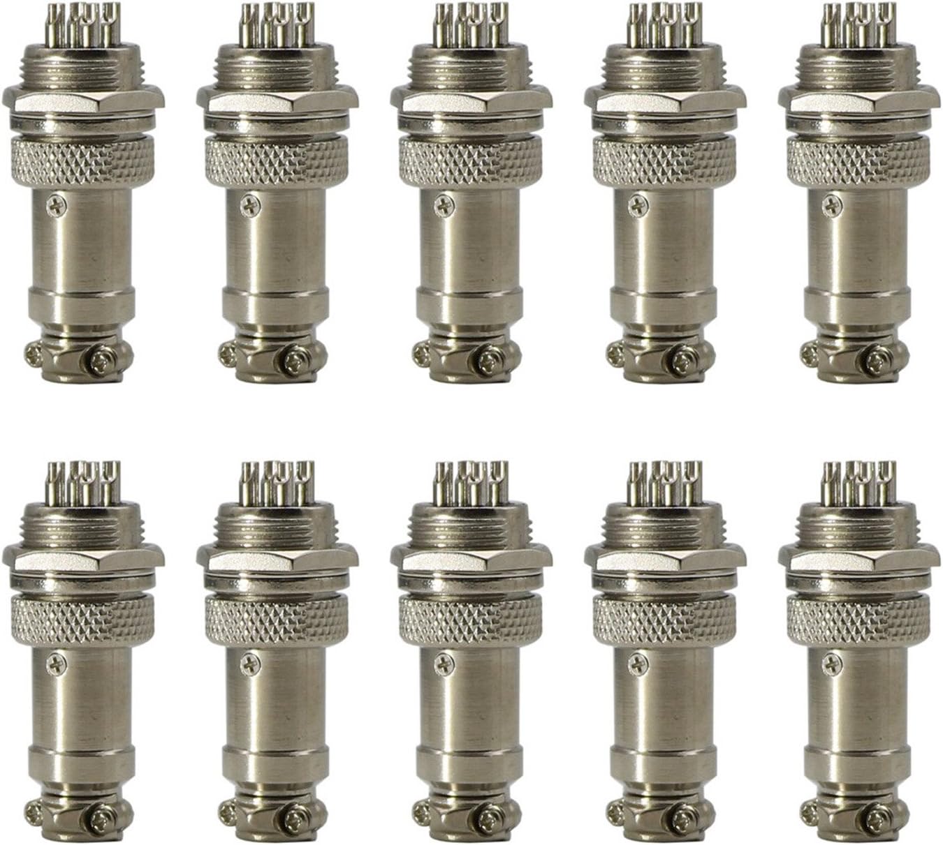 4 Pin Metal Male Female Panel Connector 16mm GX16-4 Silver Aviation Plug of 10 pcs