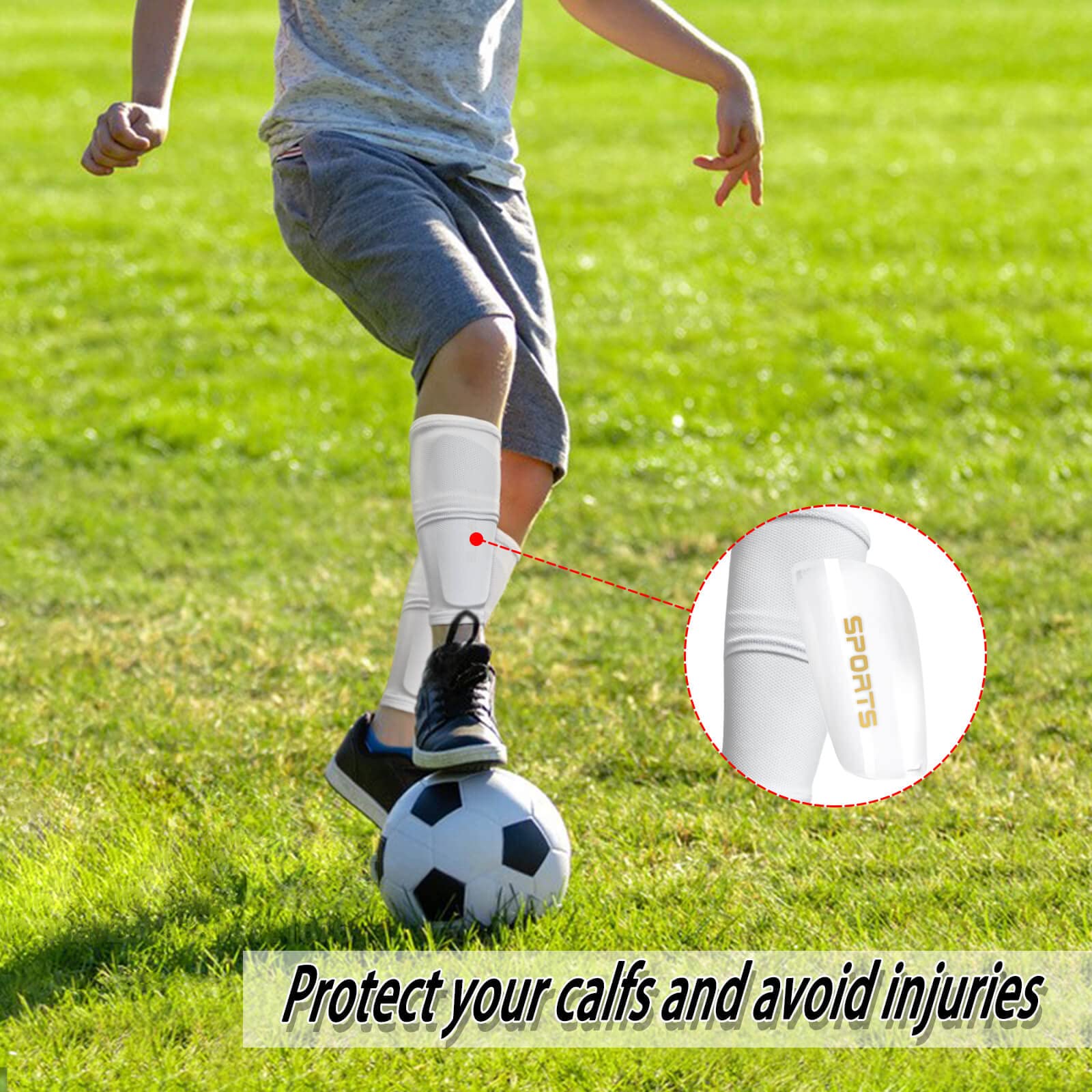 Protège-Tibias Football Enfant/Adulte – Chaussettes Intégrées Anti-Glisse, Mousse EVA Épaisse, Respirants & Légers