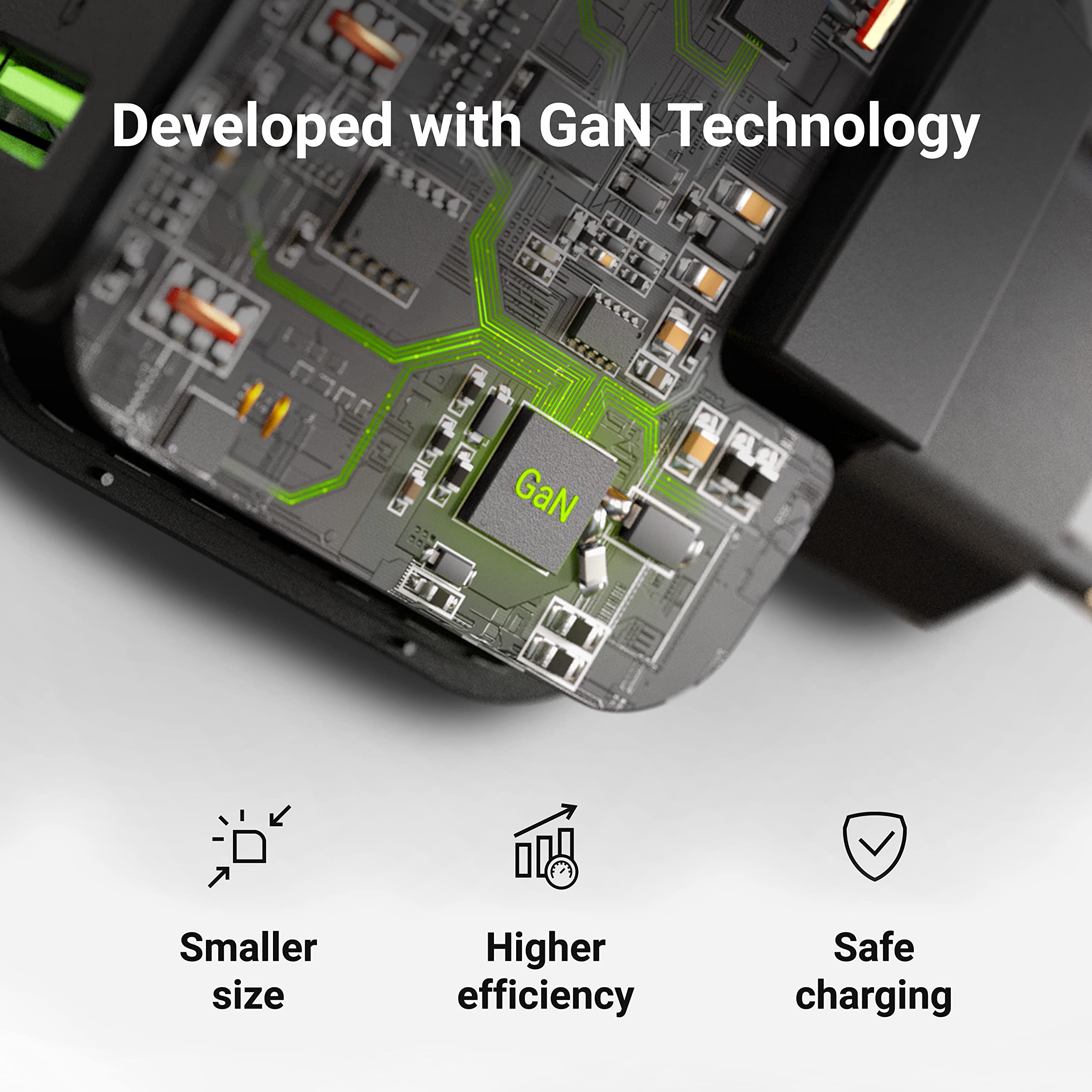 Green Cell Ładowarka sieciowa 65W PowerGaN z 2x USB-C PD 1x USB-A QC 3.0, kompatybilna z PPS, Samsung AFC, Huawei FCP/SCP do MacBook, iPhone, iPad, Galaxy S22/S21 Xiaomi, Dell, Nintendo Switch, Lenovo
