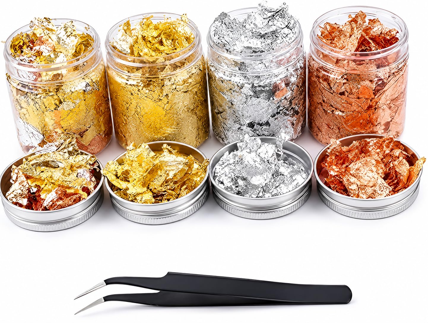 A.S.K [28g] 4 Bottle Gold Flakes 2Gold, 1Silver, 1Copper Flakes, for Resin, Imitation Gold Foil Flakes, with tweezer for Decoration, Painting Arts, Nail Art, DIY Crafts etc.-image-34