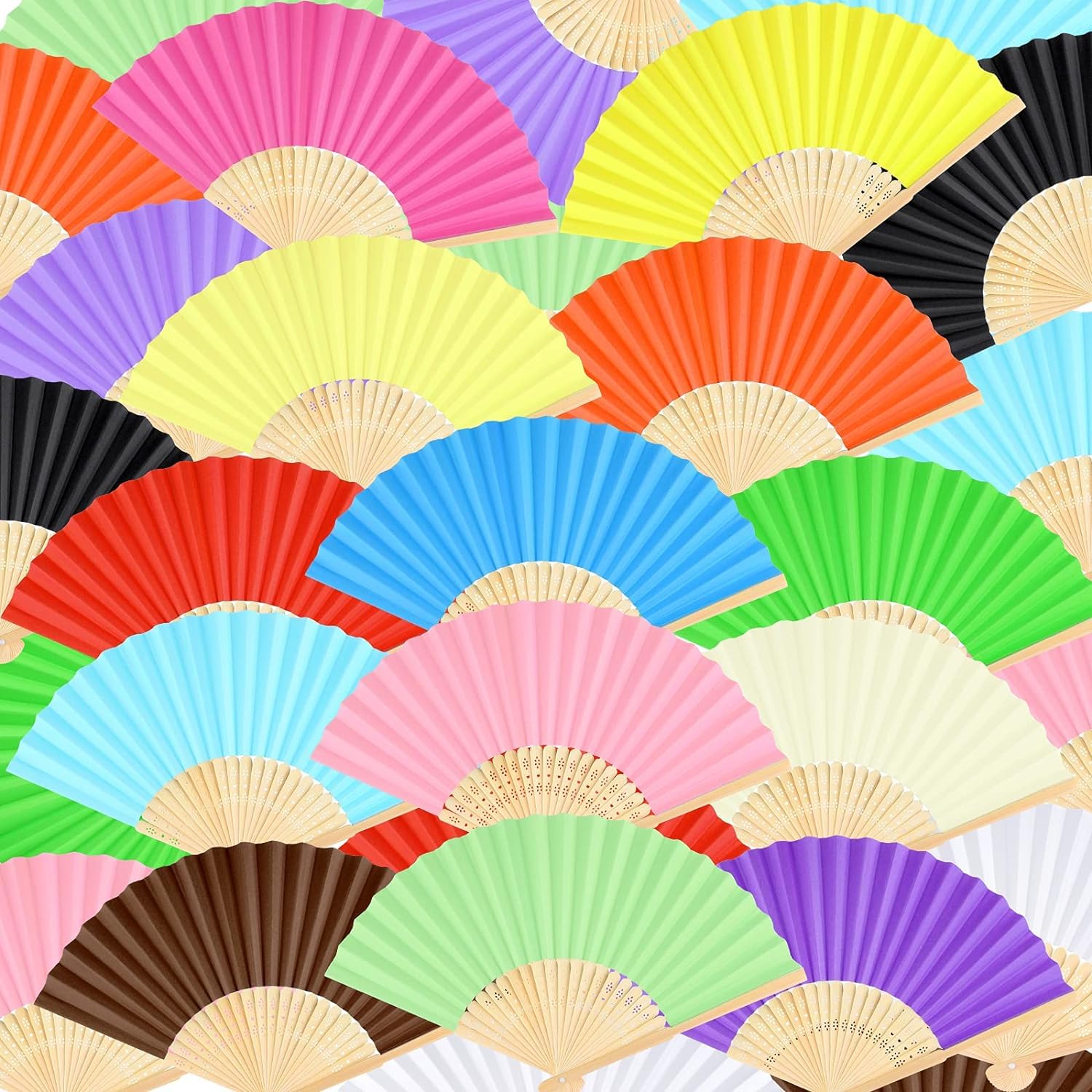 THE WHITE SHOP 20pcs Wooden Handheld Paper Fan Wooden Folding Fans with Bamboos for Wedding Gift, Party, Home, DIY/Pink
