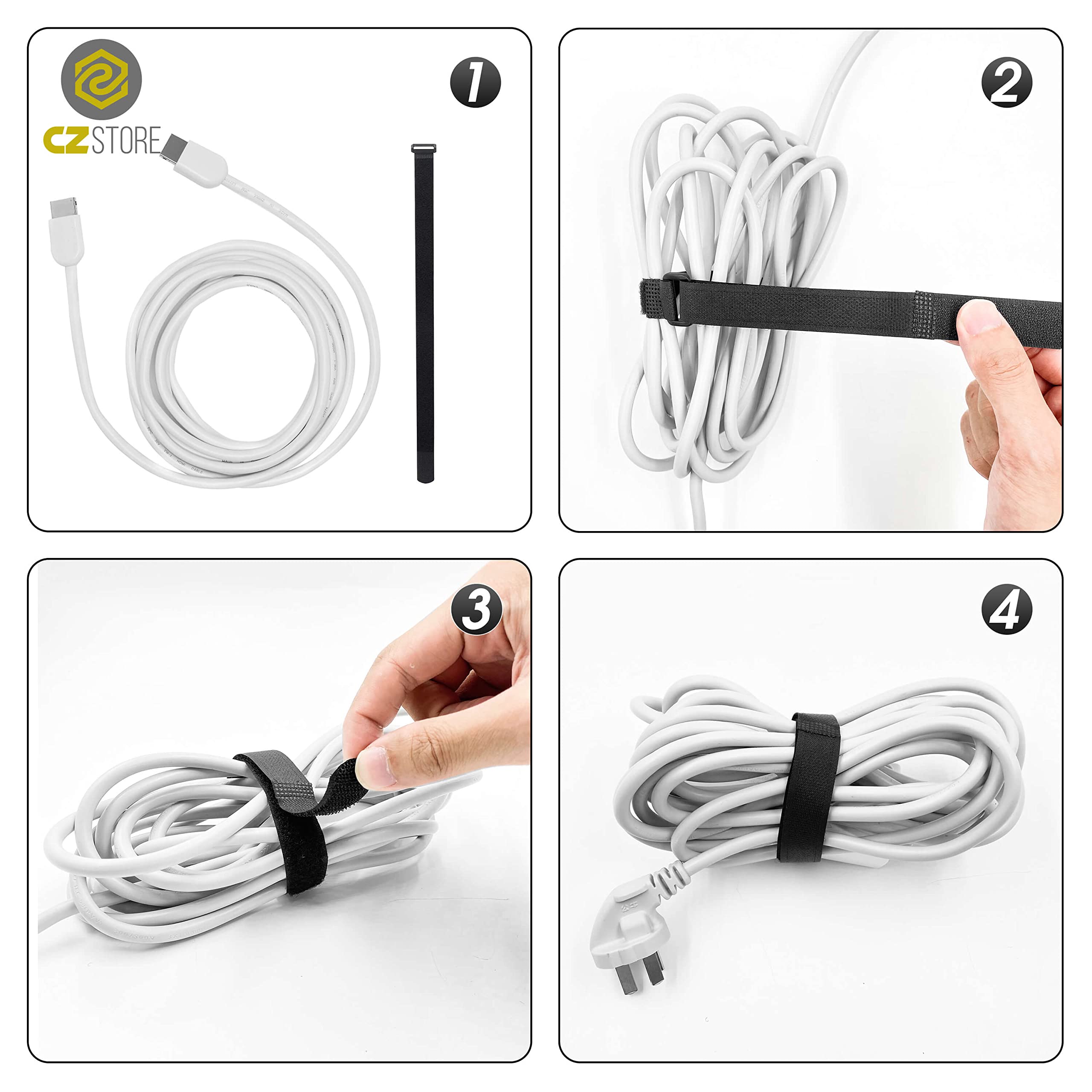 Bridas Ajustables para Cables - ✮GARANTÍA DE POR VIDA✮ - Paquete de 10 Correas de Nylon Resistentes con Hebilla de Plástico - Organizadores para Sujetar Cables de Ordenador, Herramientas
