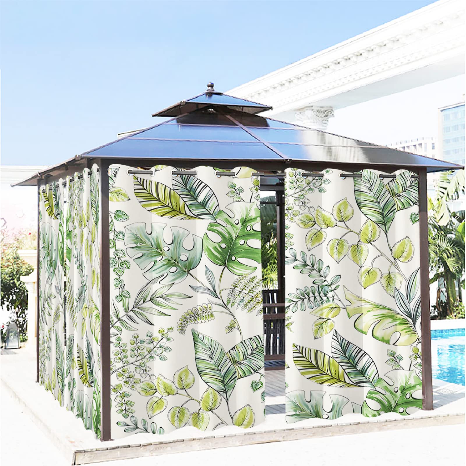 Hiseng Tende Gazebo Per Esterno Impermeabili, Stampa Fiore 3D - 5
