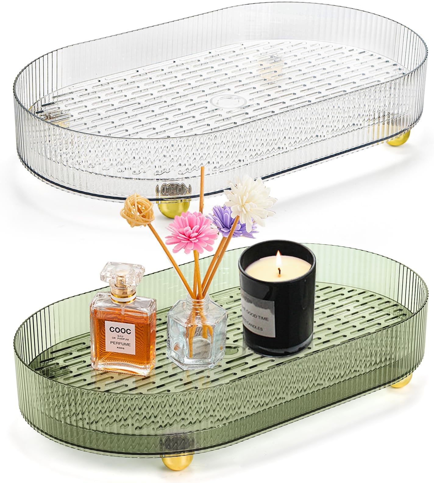 Amazon.com: ZENFUN 2 Packs Bathroom Trays, Plastic Decorative Trays ...