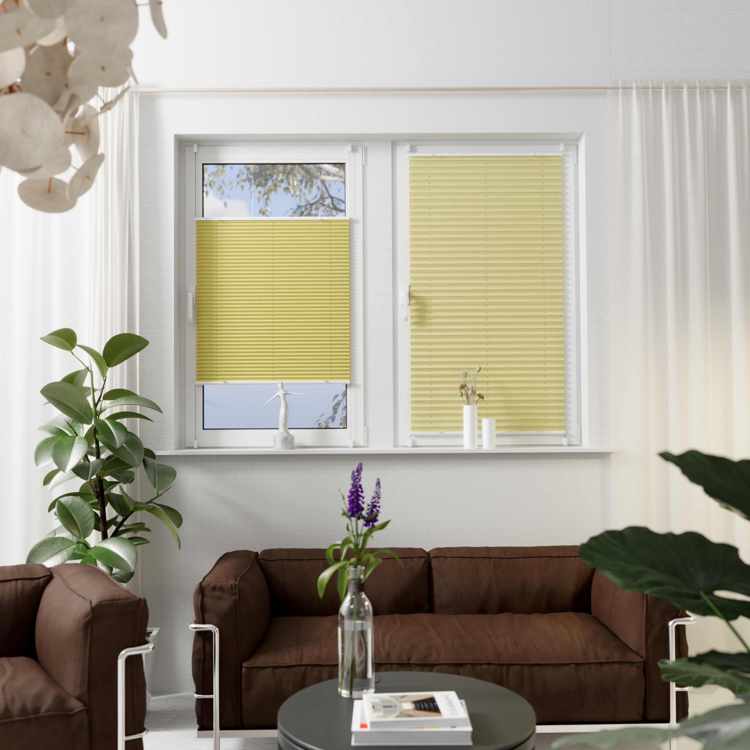 K-home Florida roleta plisowana z mocowaniem zaciskowym, żółta, 100 x 210 cm (szer. x dł.), jedyne w swoim rodzaju wzornictwo z czarującym efektem świetlnym