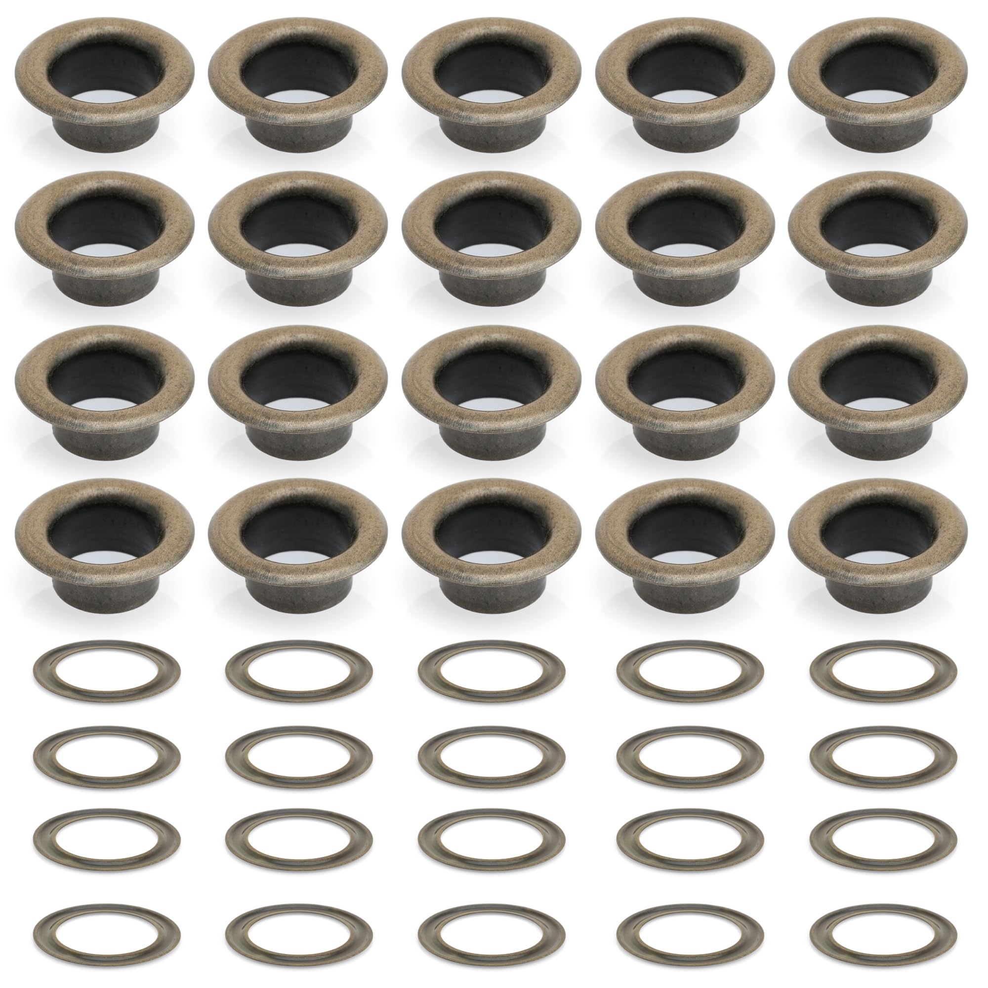 CRAFTMEMORE 1/4" (7MM) Hole Size Metal Grommets Eyelets with Washers for Bead Cores, Clothes, Leather, Canvas (300 Sets, Antique Brass)