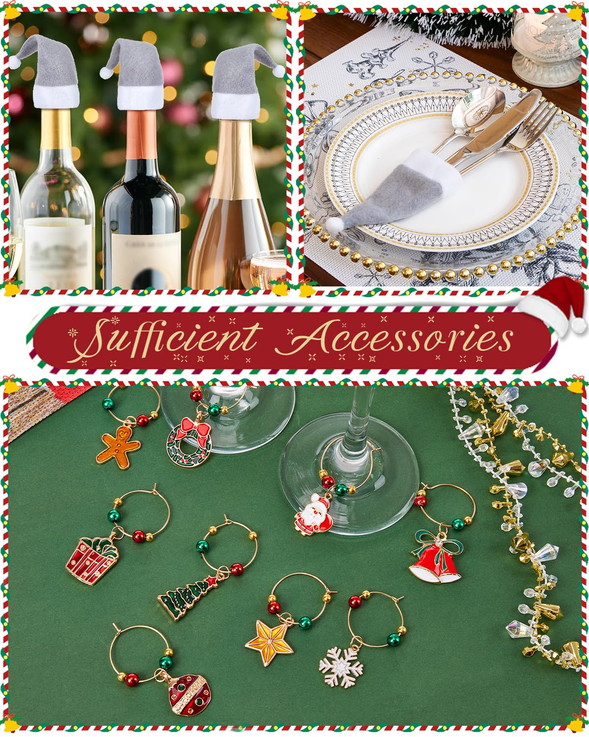 Phestival 17 IN 1 Premium Table Runner, Table Runners for Dinner Table Placemats Sets, Coasters, Wine Glass Charms - Image 4