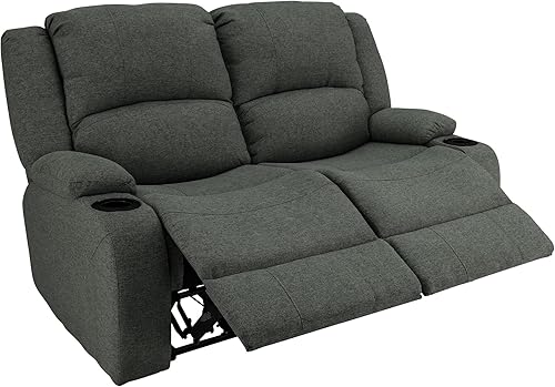 Miniatura 18 de RecPro Charles Powered - Sofá reclinable doble y sofá biplaza Muebles de pared Hugger RV – Tela de avena de 80 pulgadas