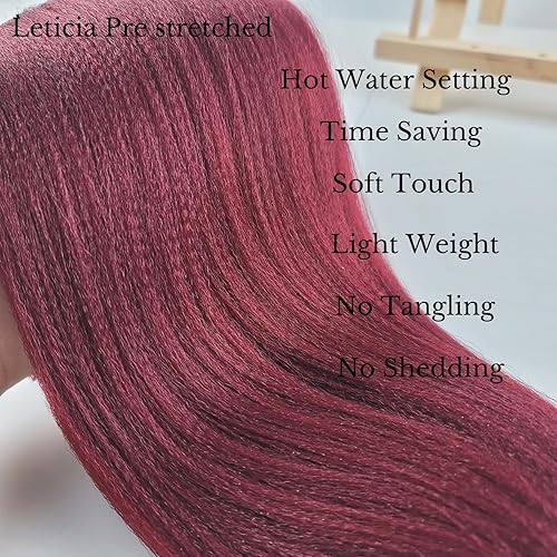 Miniatura 3 de Extensiones de cabello estirado de fibra Kanekalon para trenzar, color vino tinto