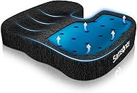 Vista 12 de Samsonite Cojín de asiento de espuma viscoelástica, cojín ergonómico para silla de oficina, almohadilla de presión de coxis, soporte de coxis