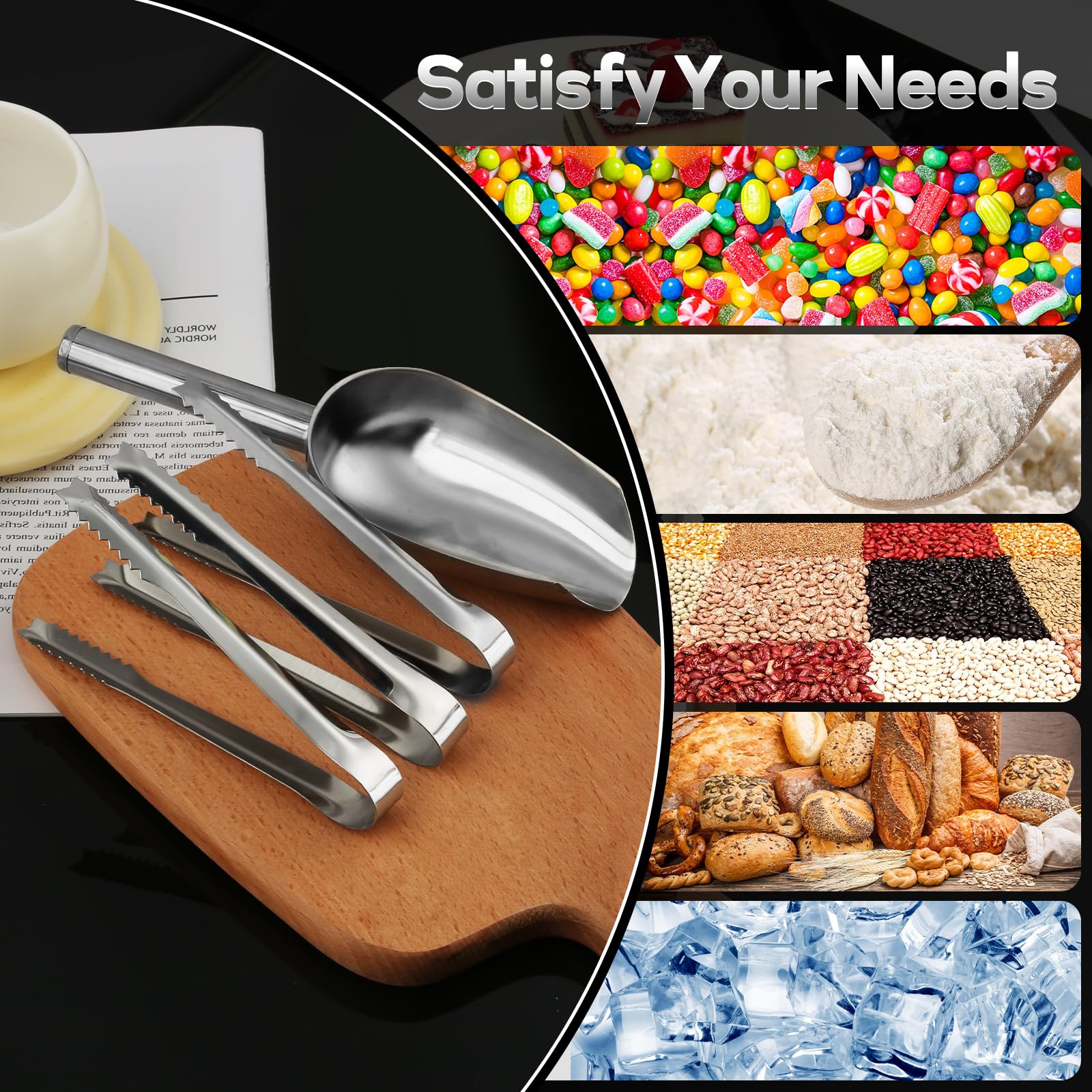 Pinze Per Ghiaccio In Acciaio Inox - Set Da 3 Per Bar, Feste E Cucina - Foto 4