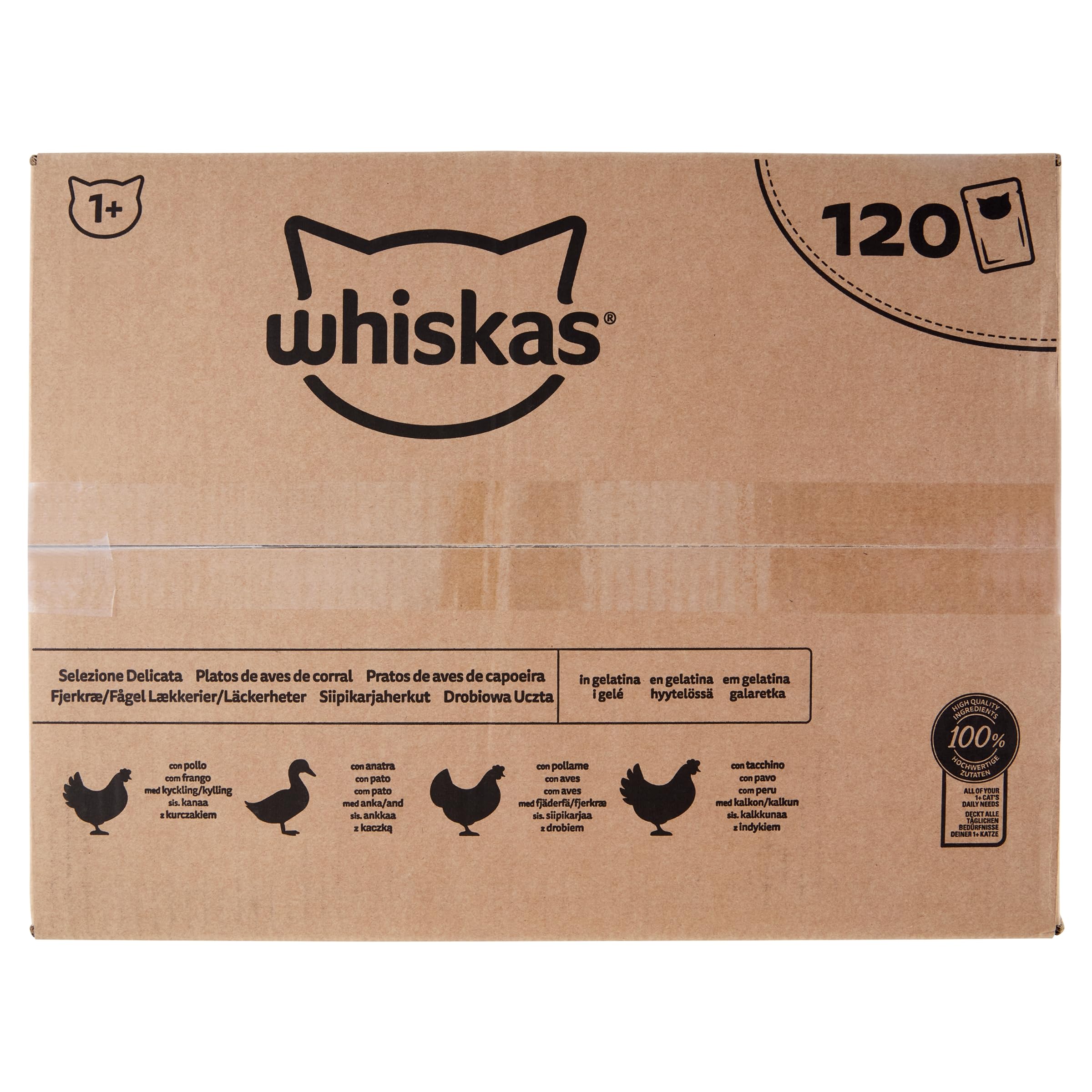 Whiskas Delicate Selection Gelatin 1+, Wet Cat Food, Reserve Size Pack, 120 Sachets Each 85g (120 x 85g)