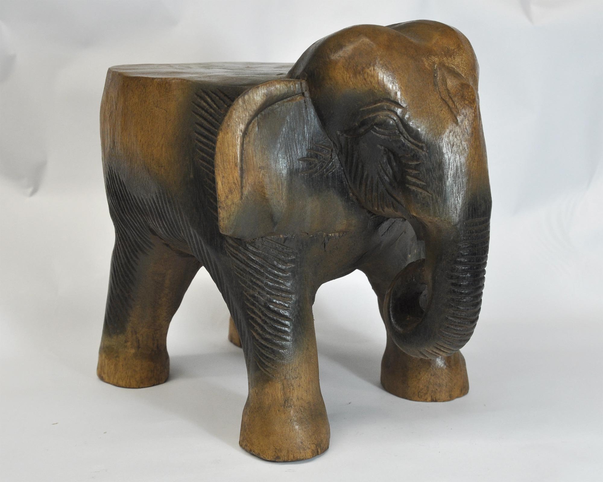 Petite Table Eléphant en Bois, guéridon, décoration intérieure, importée de Thaïlande (10995)