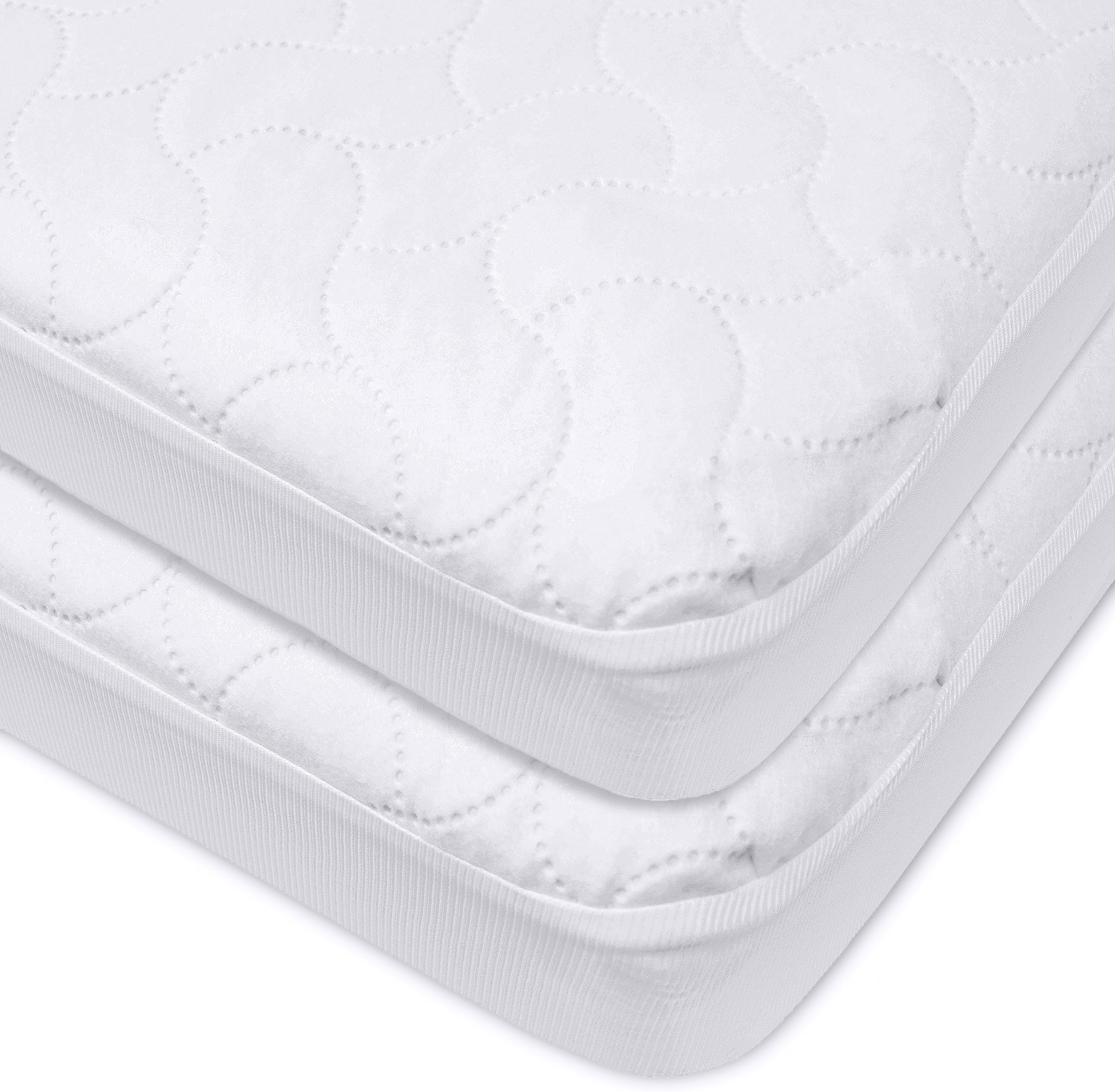2 Pack Waterproof Fitted Crib Mattress Protector 52" x 28" - Quilted, Noiseless, Soft & Breathable Crib & Toddler Mattress Pad Cover