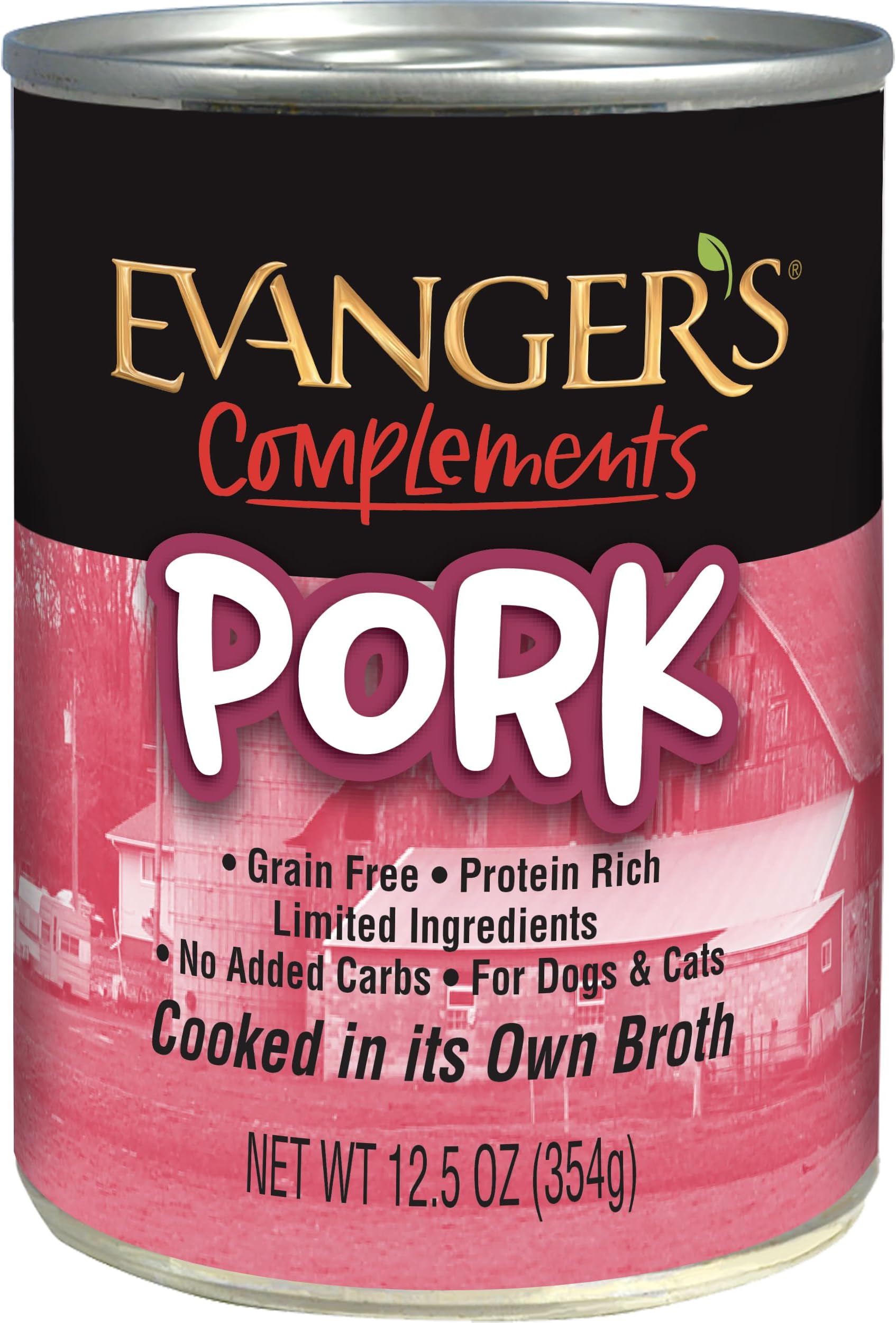 Evangers Grain Free 100 Pork Can Pet Food 6oz. (24 Pack) Canned Wet