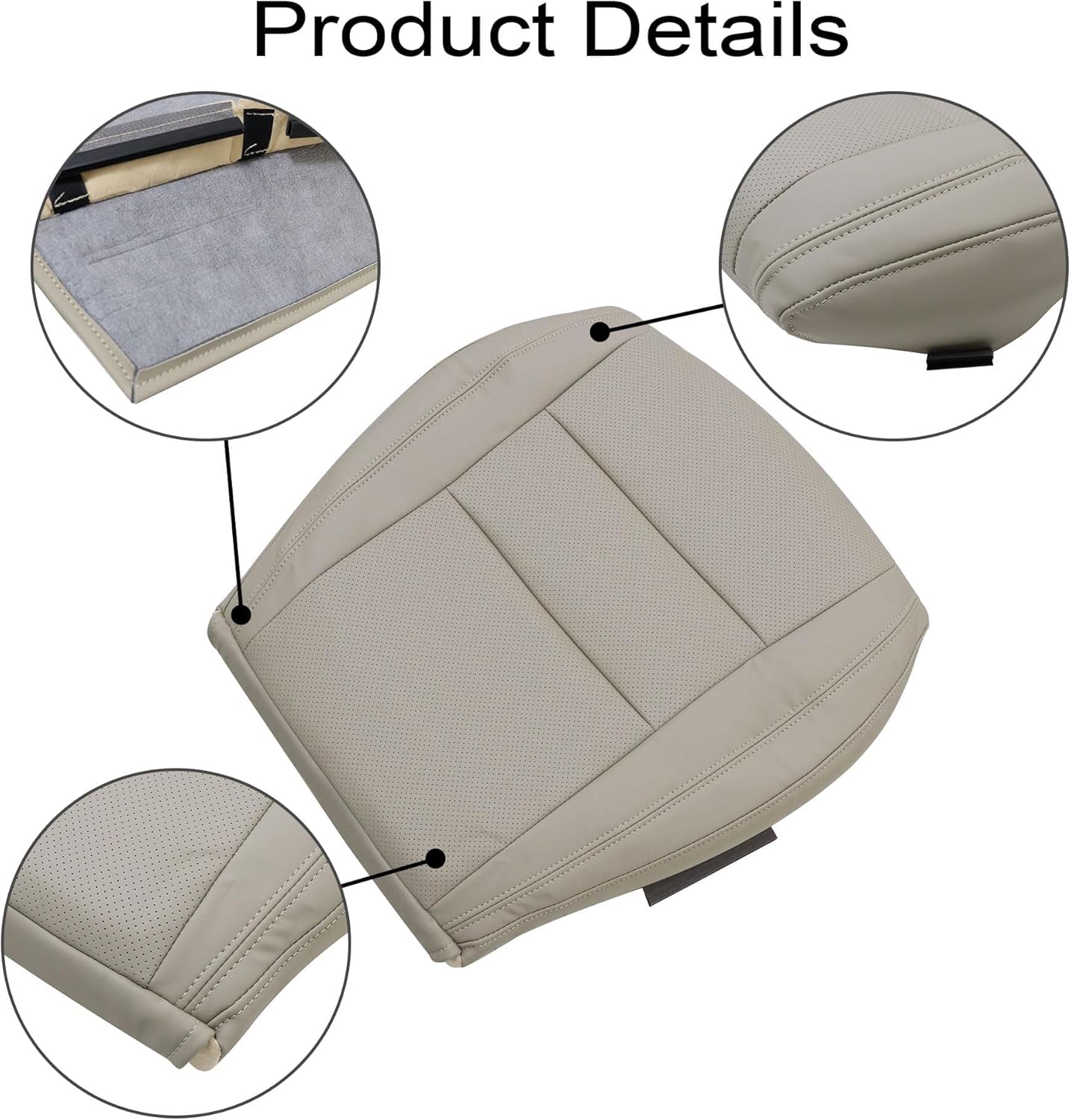 GXARTS Driver Side Bottom Replacement Perforated Leather Seat Cover Tan Compatible with Jeep Grand Cherokee 2011 2012 2013 2014 2015 2016 Fit for Dodge Durango 2011-2016 2017 2018