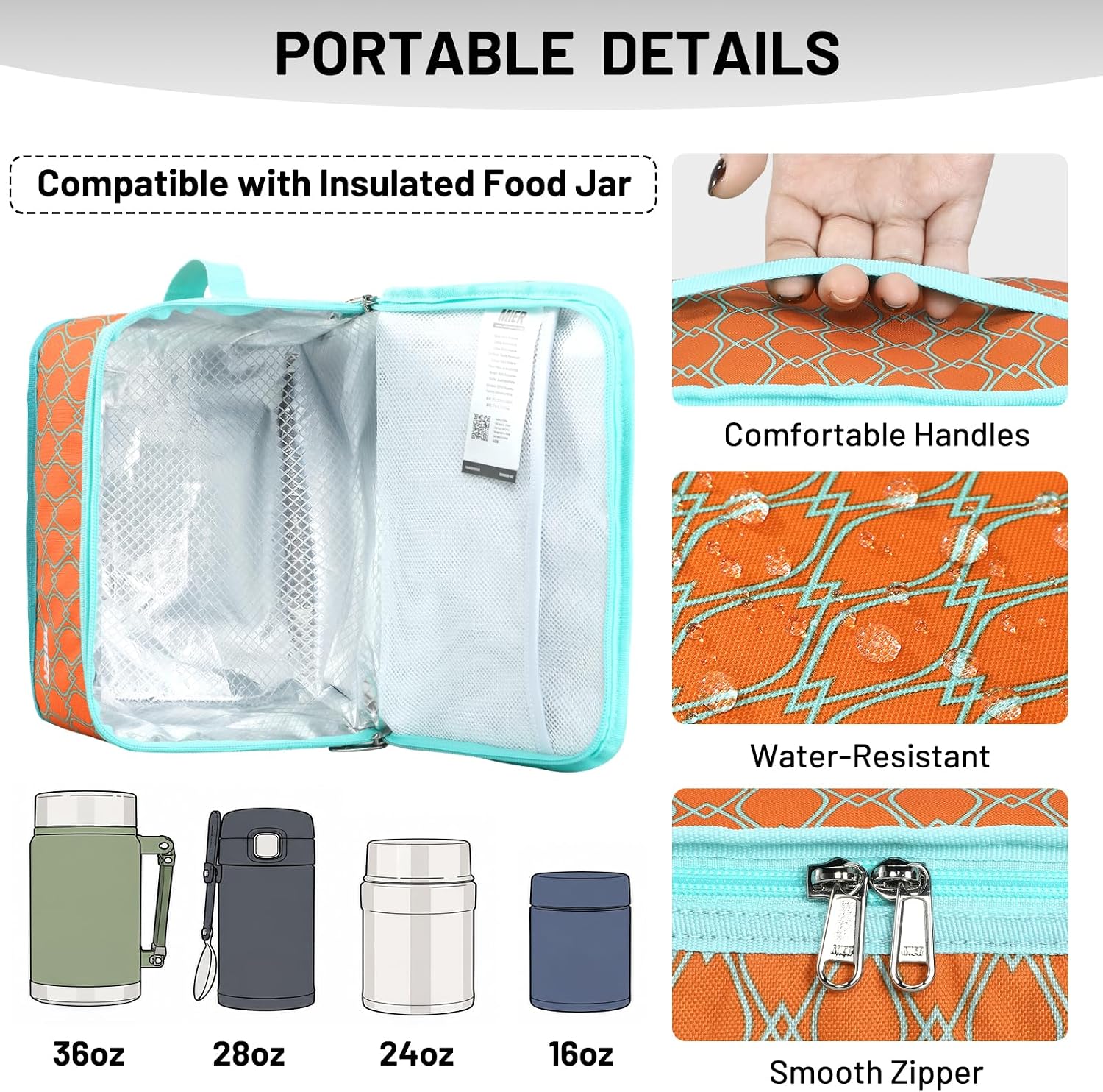 MIER 9-Can Mini Lunchbox Cooler Small Lunch Box Bag for Kids Adults,Orange image 2