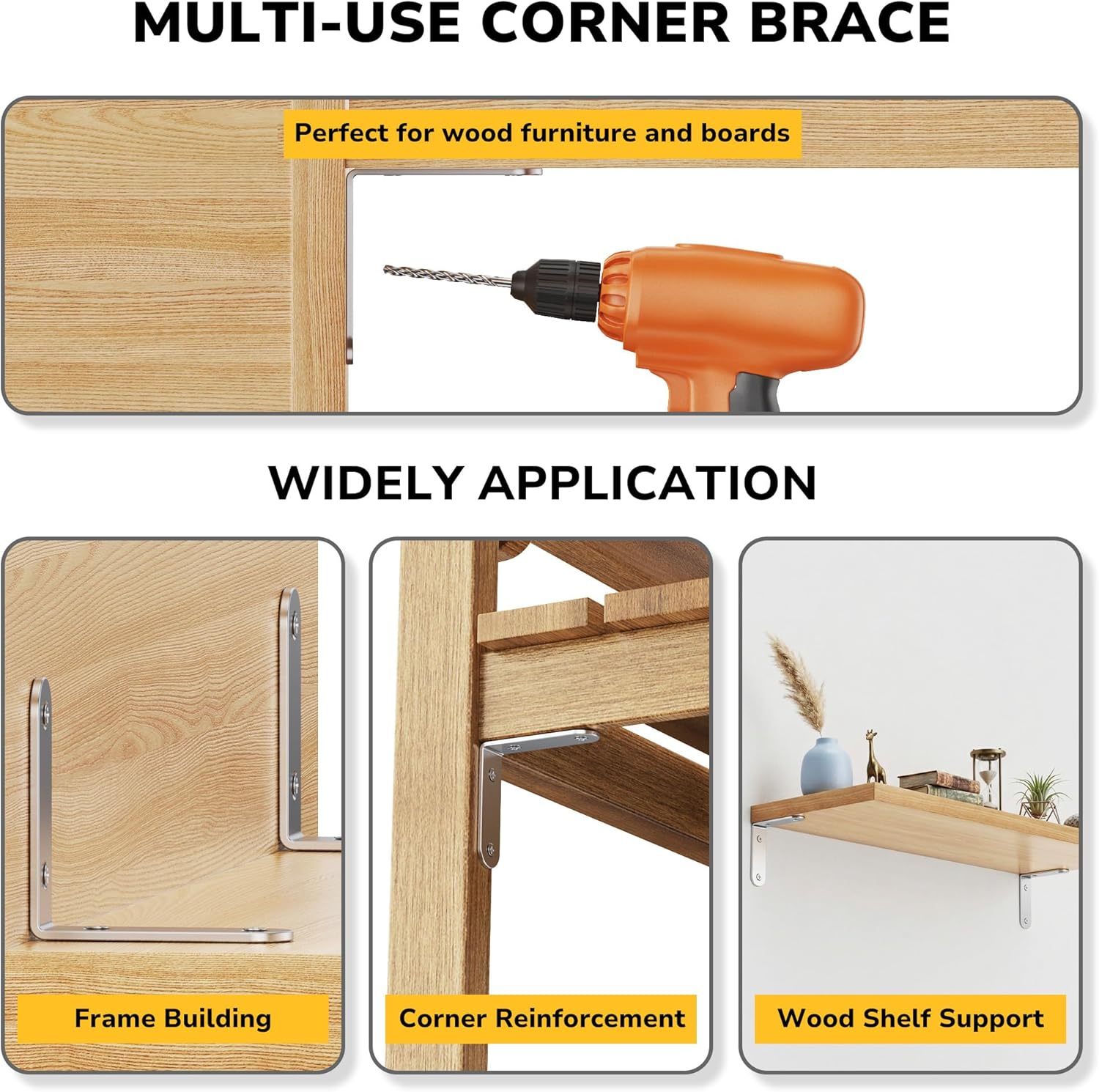 40 Pcs 2 Inch L Bracket Stainless Steel Corner Braces, 90 Degree Right Small Angle Shelf Bracket with Screws for Wood Furniture, Chairs, 50mm x 50mm, Silver