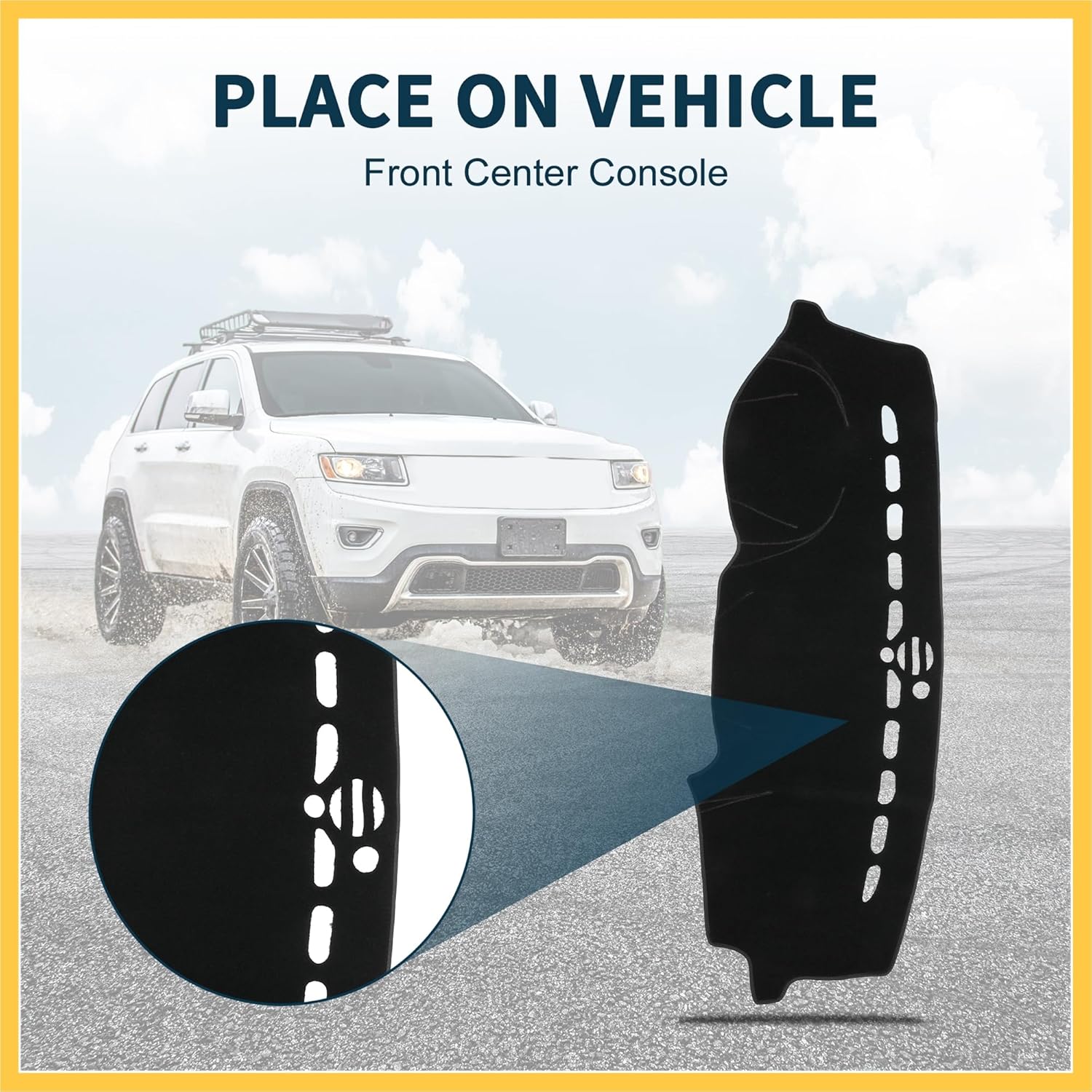 Dash Cover for Jeep Grand Cherokee Non-Slip | Center Console Dash Cover Mat Black 1 Pcs Auto Replacement Parts