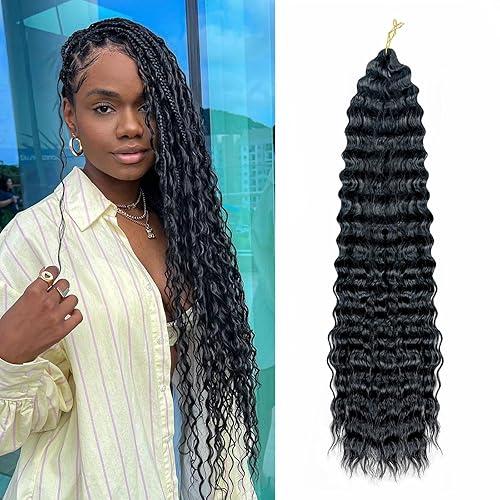Miniatura 1 de Cabello ondulado de ganchillo Ocean Wave de 30 pulgadas, 1 paquete de cabello largo ondulado ondulado trenzado sintético rizado para mujeres negras