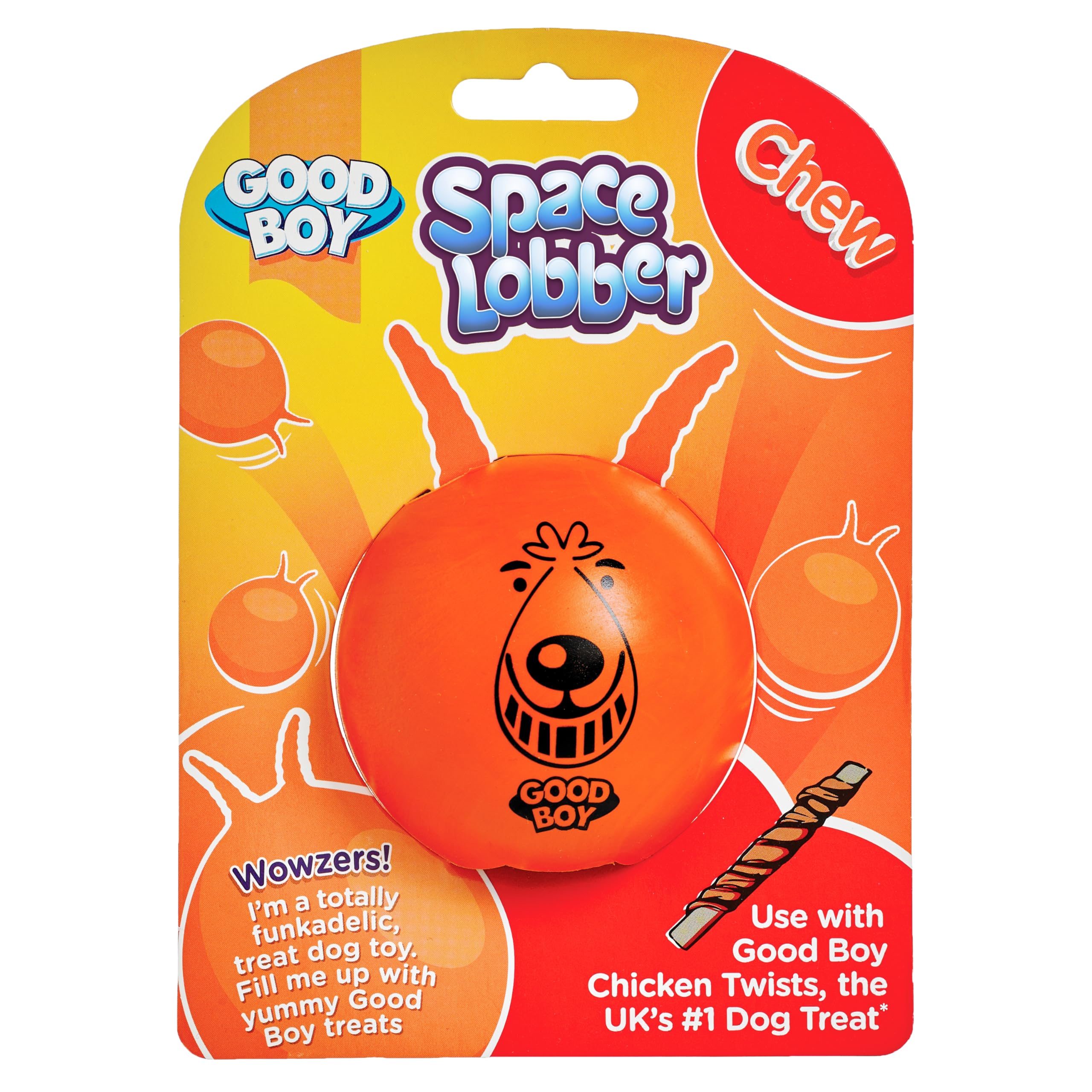 Good Boy Dog Toy Chewy Space Lobber - Treat Dispensing Chew Ball - Tough and Durable Rubber - Enrichment Dog Toy and Slow Feeder