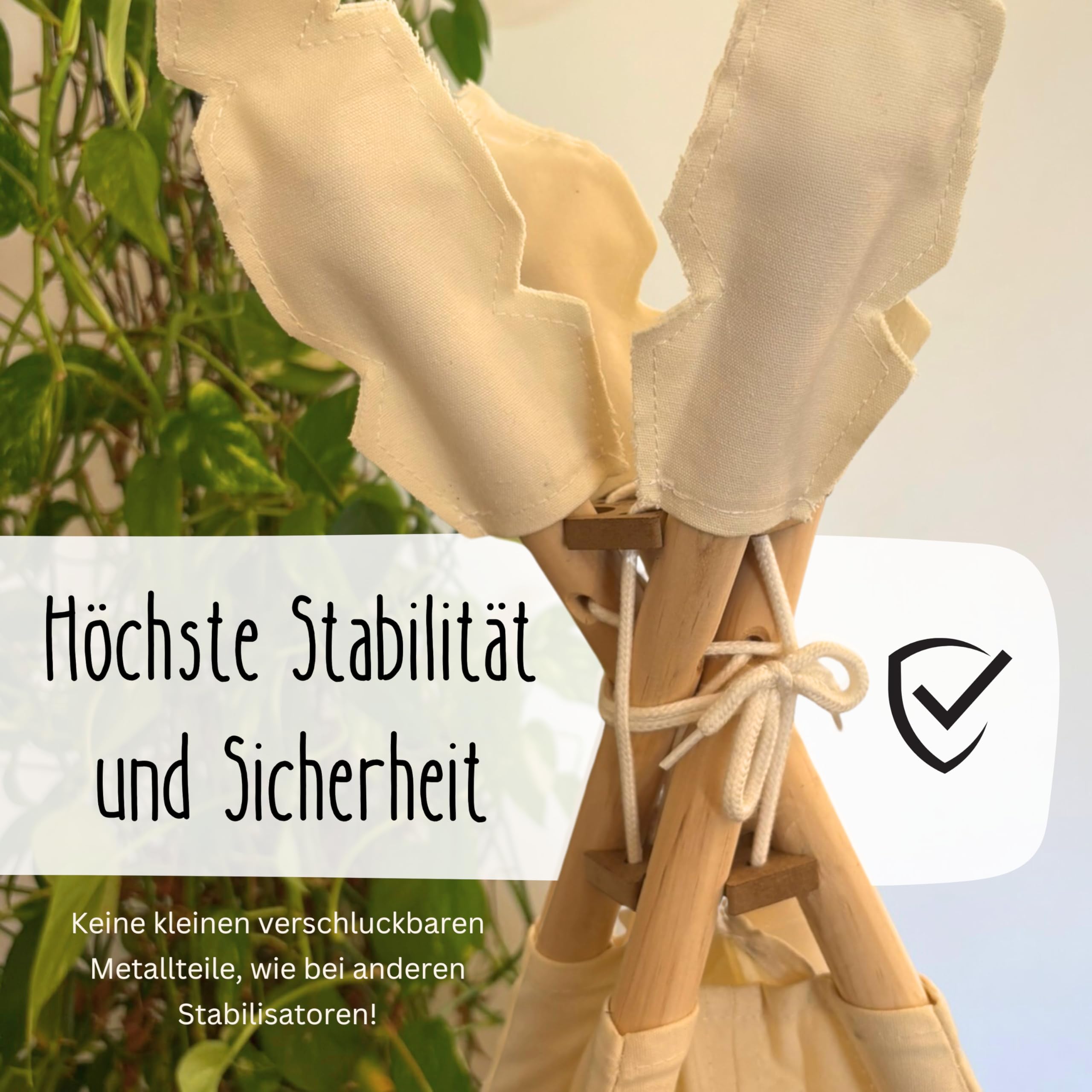 LIONHERZ® Tipi X - Stabilizzatore per tenda [Sistema anti-collasso] Stabilizzatore per ogni Tipi con 4 aste | Accessori per Tippi | 2 parti in legno più corda, senza piccole parti ingeribili per un