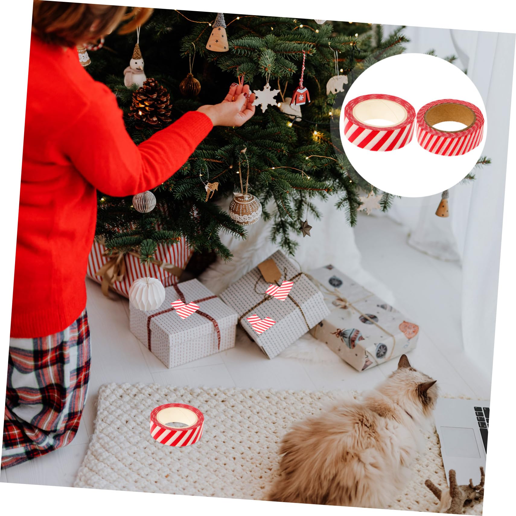 Angoily 30 Rollen Teiliges Weihnachts Washi Tape Dekoratives Klebeband mit Streifenmuster DIY Bastelband für Scrapbooking Geschenkverpackung und Kalendergestaltung Kompakt und Vielseitig