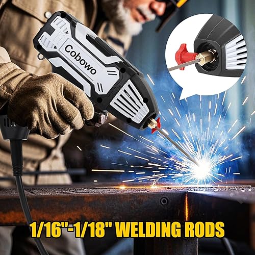 Miniatura 7 de Máquina de soldadura portátil de mano, 110 V 130 amperios soldador de arco portátil de mano, pantalla digital IGBT inversor con herramientas de