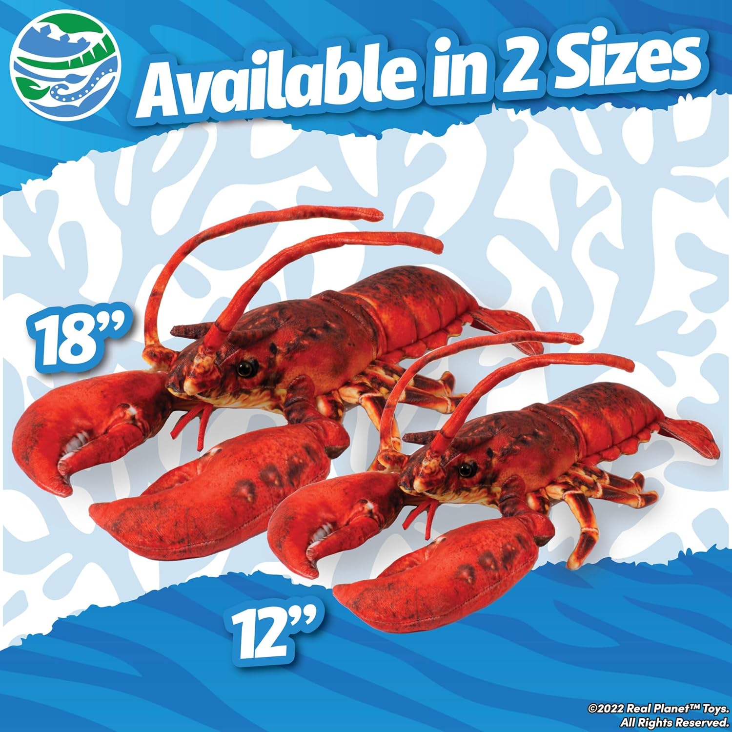Real Planet 18" Cute Plush Lobster for Kids - Realistic Red Plushie Lobster Stuffed Animal