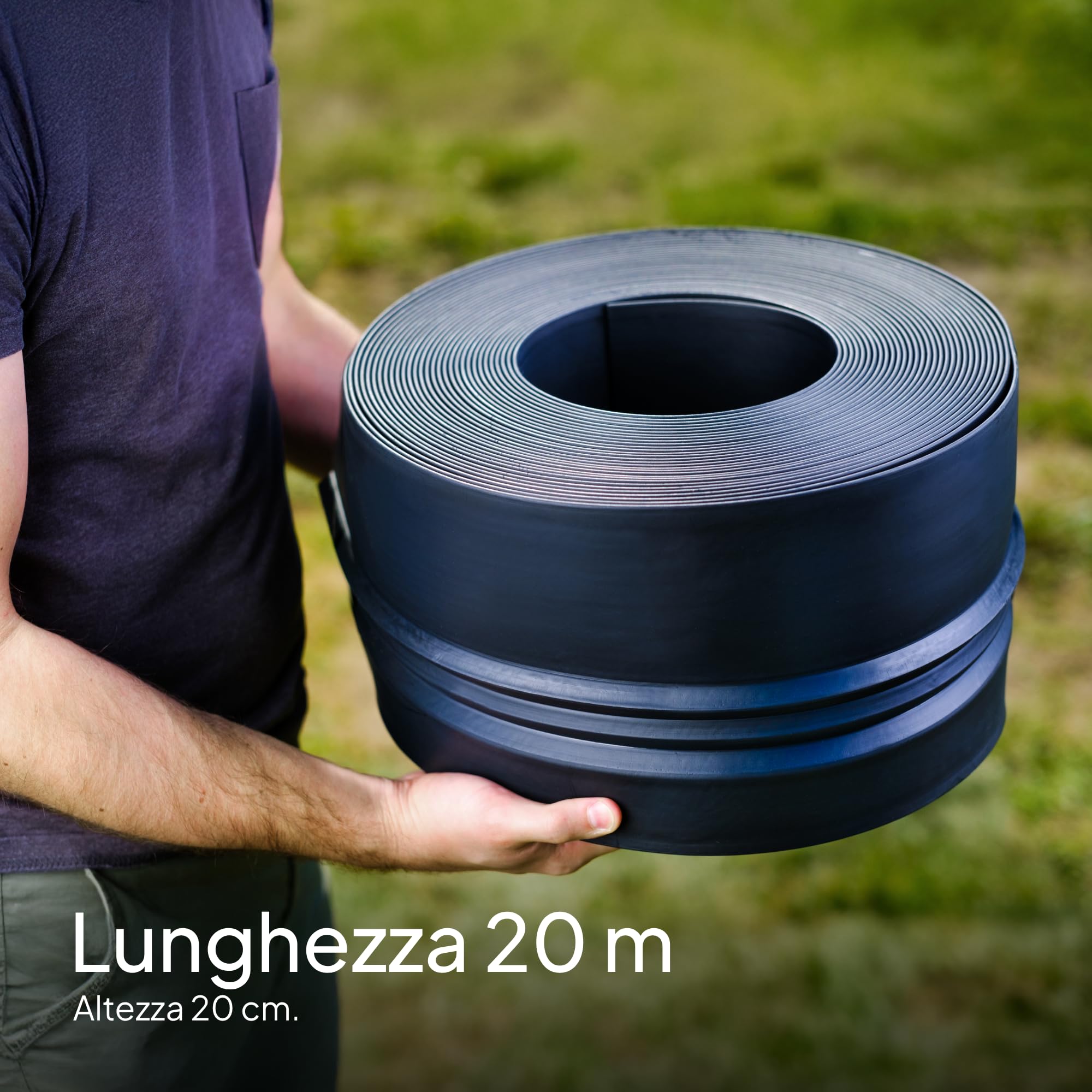 UNIGARDIA Bordura per Giardino 20 m, Altezza 20 cm - Bordo Flessibile in Plastica per Prato - Uso Semplice, Lunga Durata (almeno 30 anni), Massima Flessibilità - Bordatura per Aiuola