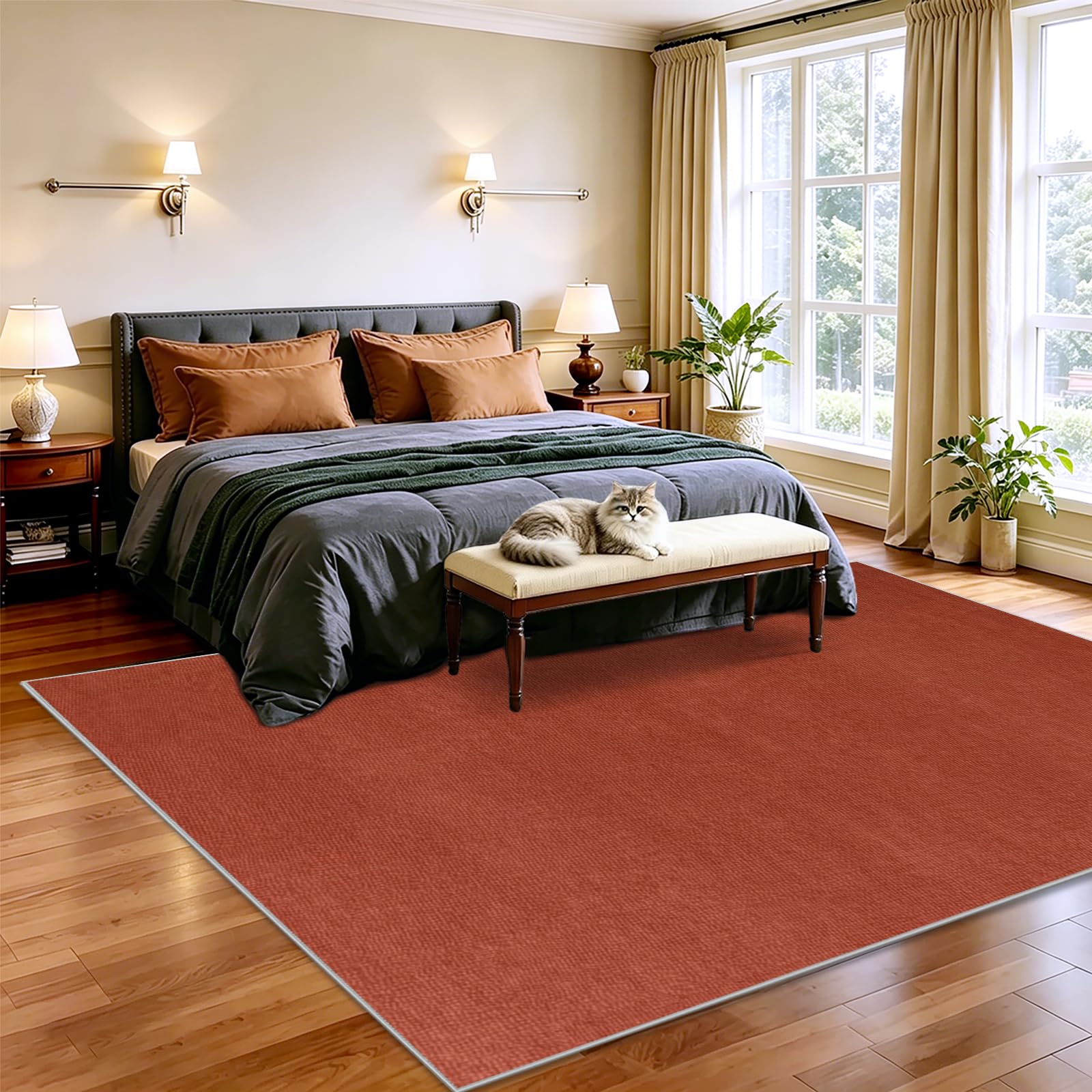 Tapis Oriental Décoratifs, Tapis Salon Moderne Motif Geometrique, Moquette pour Chambre et Salon, Tapis de Chambre Ado, Tapis Grande Taille de Chambre Adulte Moderne à Poils Ras Orange 110 x 130cm