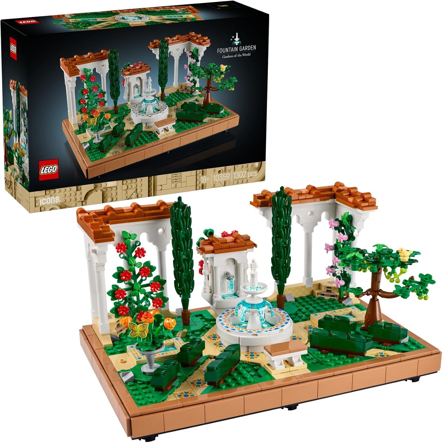Lego 10359 Icon Fountain Garden Toy Birthday Present Block Mother's Day Father's Day Men Women Interior Stylish