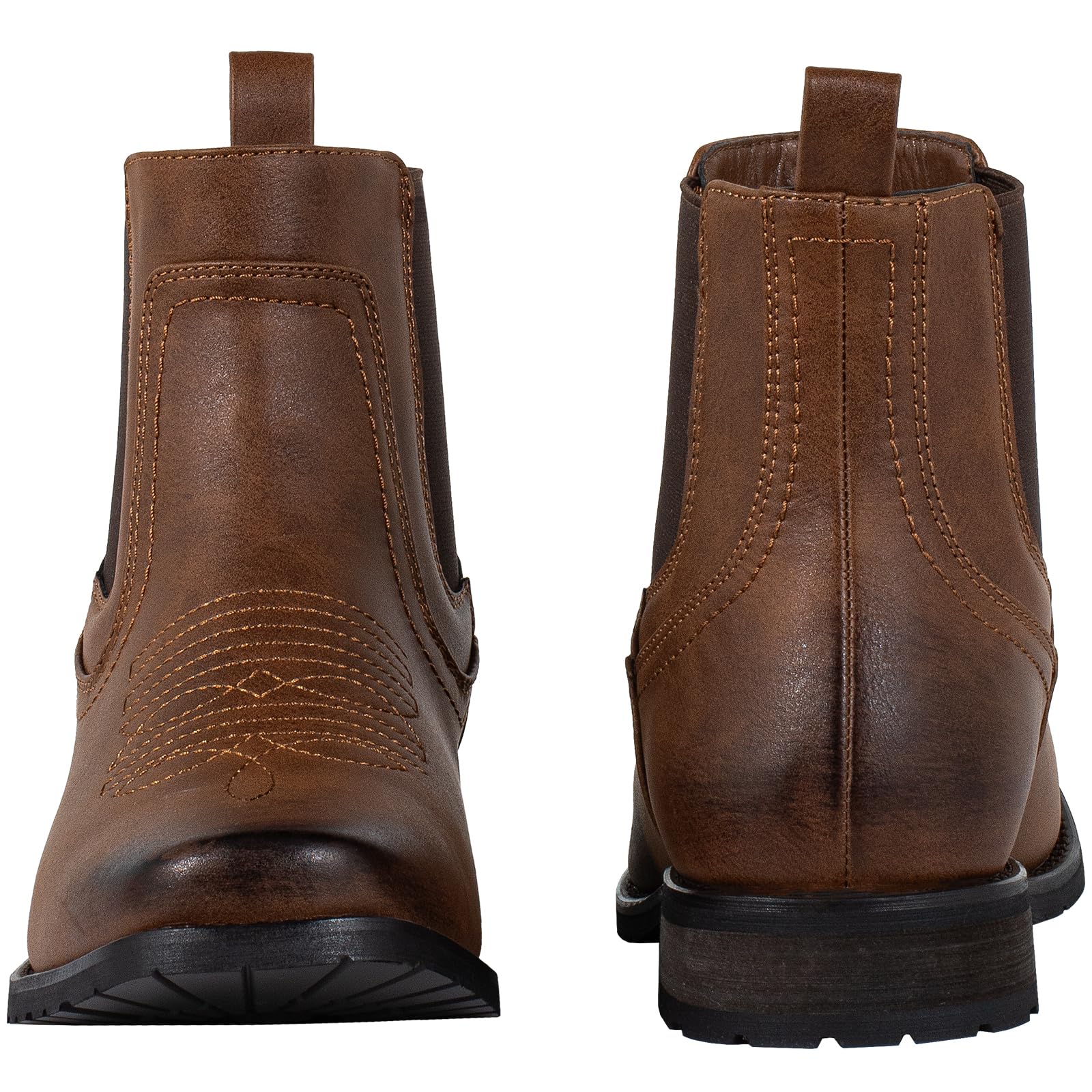 J's.o.l.e Chelsea Bottes de cowboy pour homme Bout carré Brodées Western Fashion Bottines marron