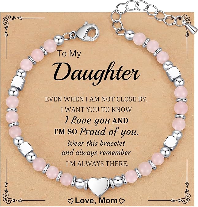 Christmas Gifts for Women, Stocking Stuffers for Teens Beaded Bracelets for Women Gifts for Mom Christmas Gift Mothers Day Gift for Grandma Daughter Bonus Mom Nature Stone Bead Bracelet Graduation Jewelry for Her 2026