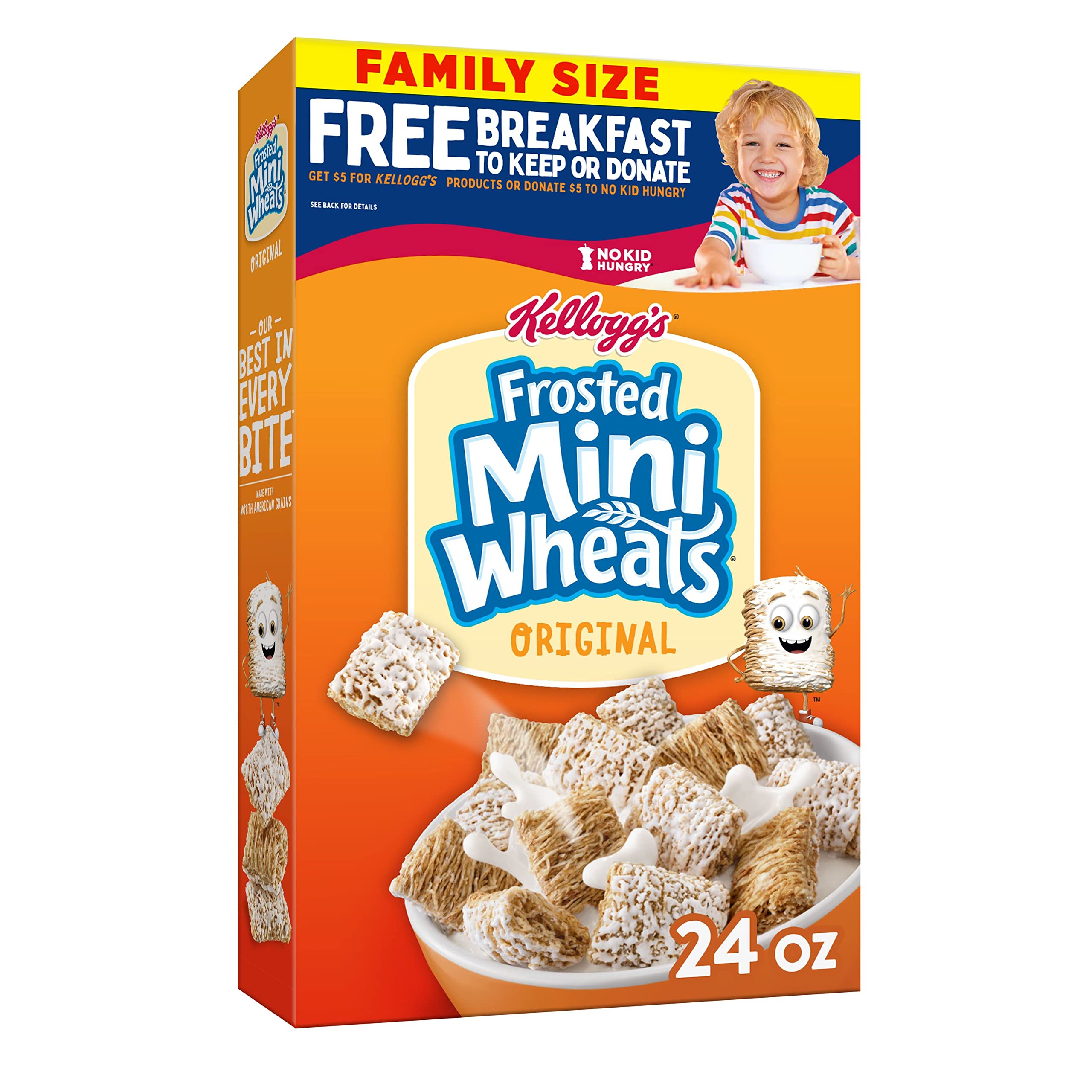 Kellogg's Frosted MiniWheats Breakfast Cereal, High Fiber Cereal, Kids