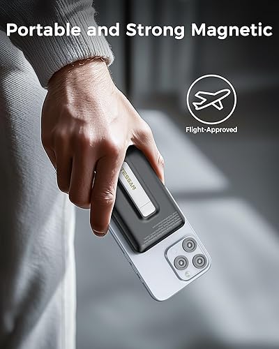 Miniatura 5 de TESSAN Cargador portátil magnético esencial de viaje, certificado Qi2, batería de banco de energía inalámbrica de 10,000 mAh, PD22.5W para carga