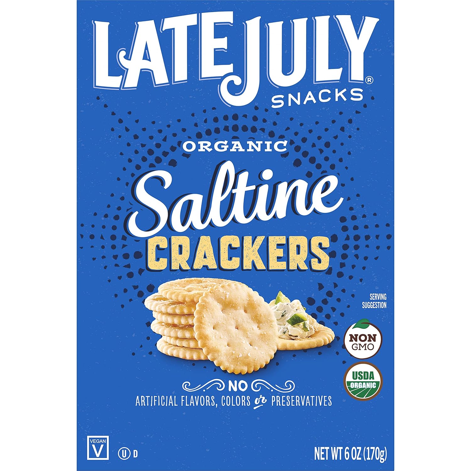 Late July Organic Round Saltine Crackers, 6 Ounce (Pack of 12)